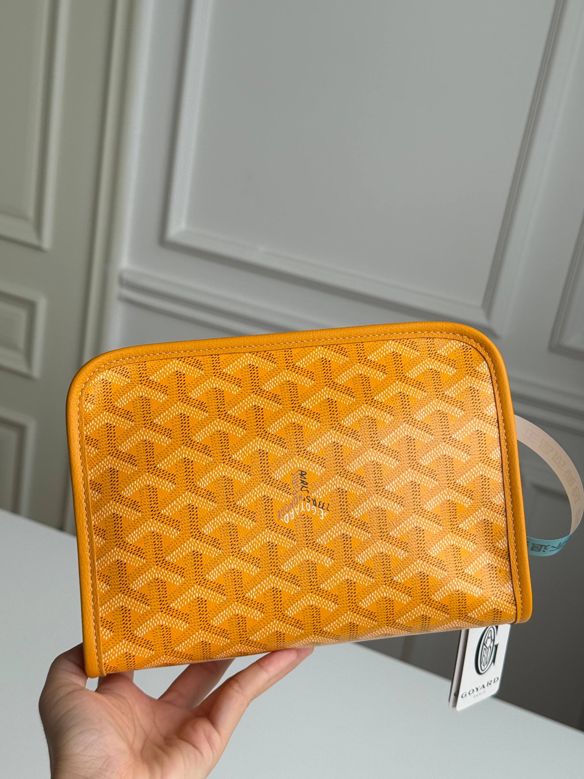 Goyard Yellow Printed Cosmetic Clutch Pouch