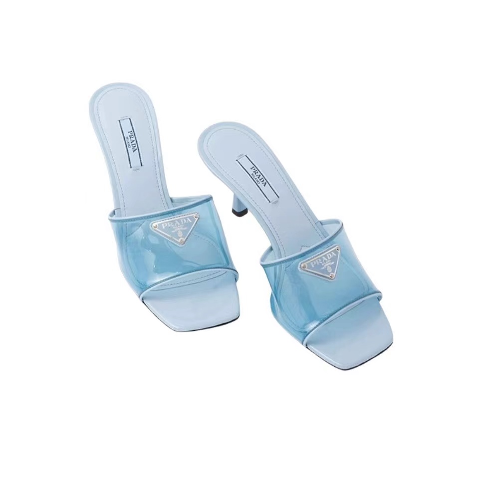 Prada Leather Heel Sandals Slide Sandal