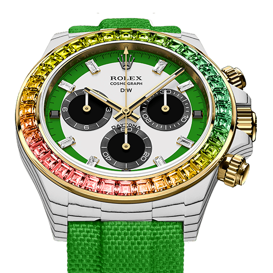 DiW Rolex Daytona RAINBOW WILD GREEN In Quartz Fiber【1:1 Replica】
