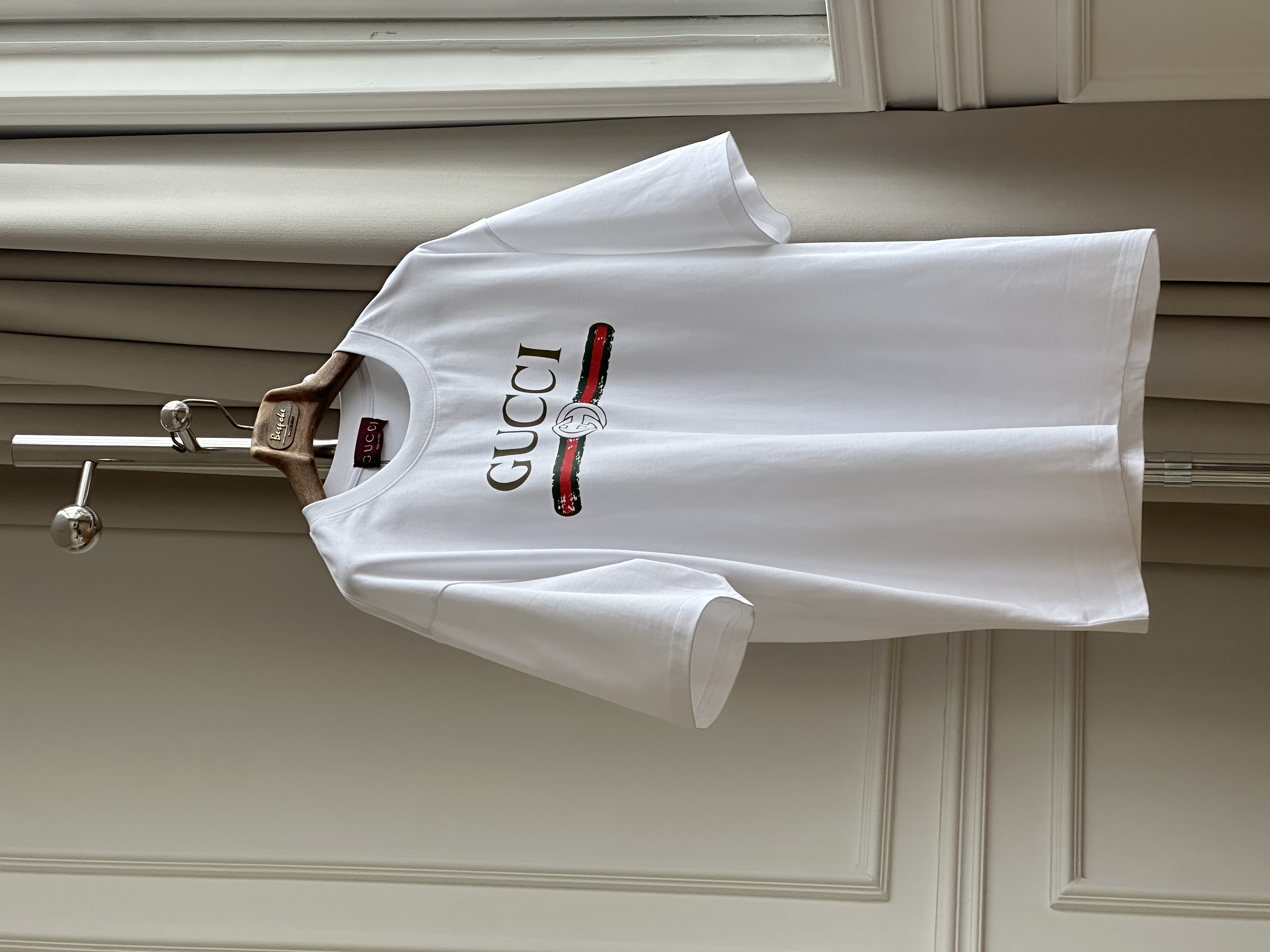 Gucci Web Stripe Interlocking G Logo Loose-fit Crew Neck White T-shirt