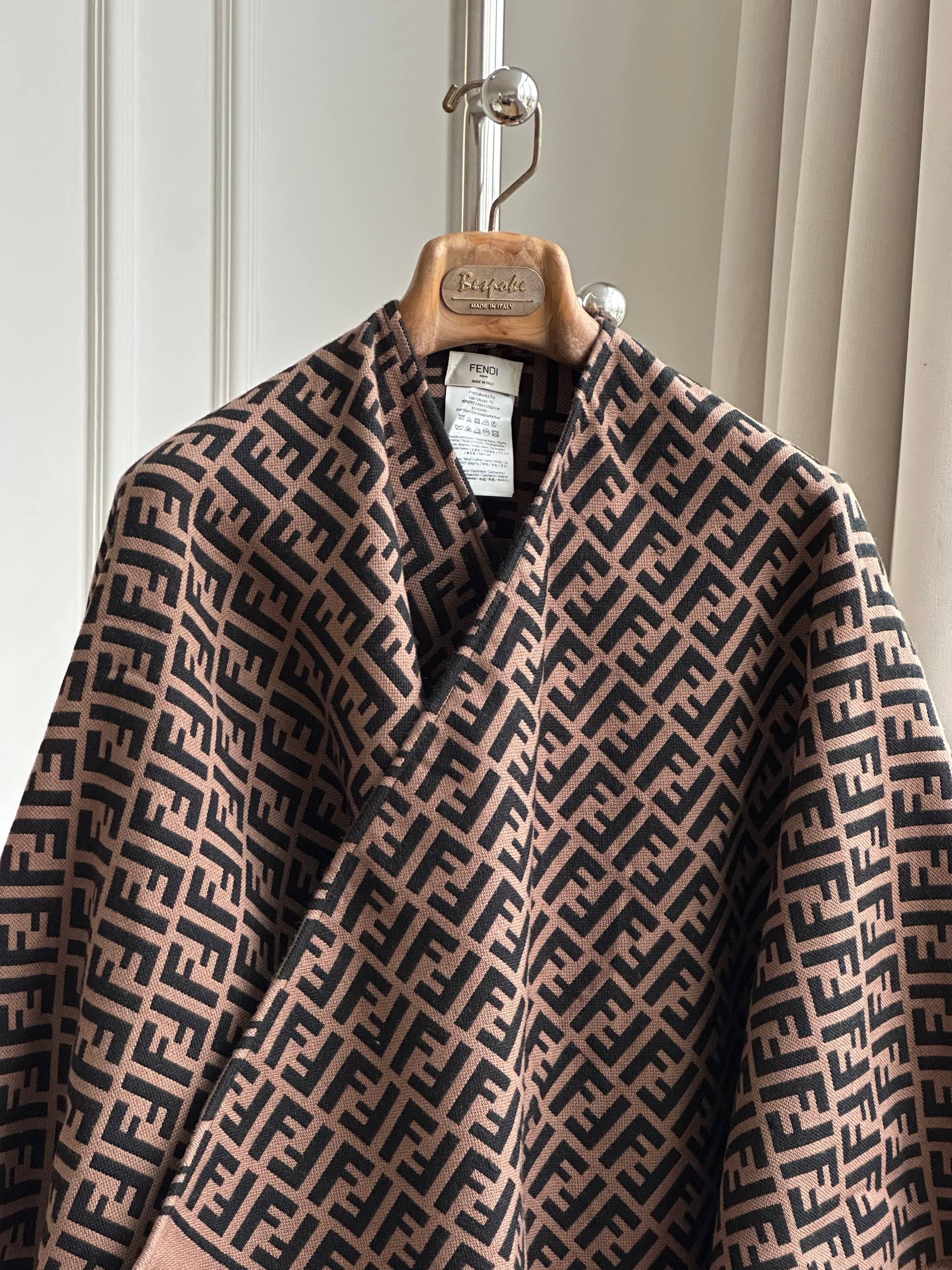 Fendi FF Logo Fringed Cape Poncho