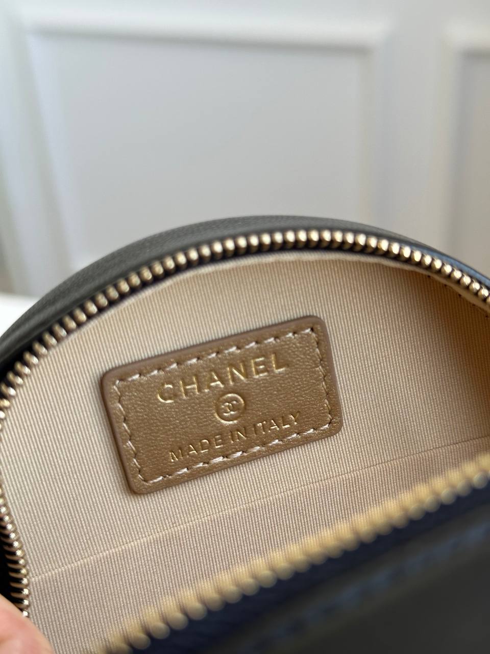 Chanel Classic Quilted Round Coin Purse on Chain / Round Clutch with Chain