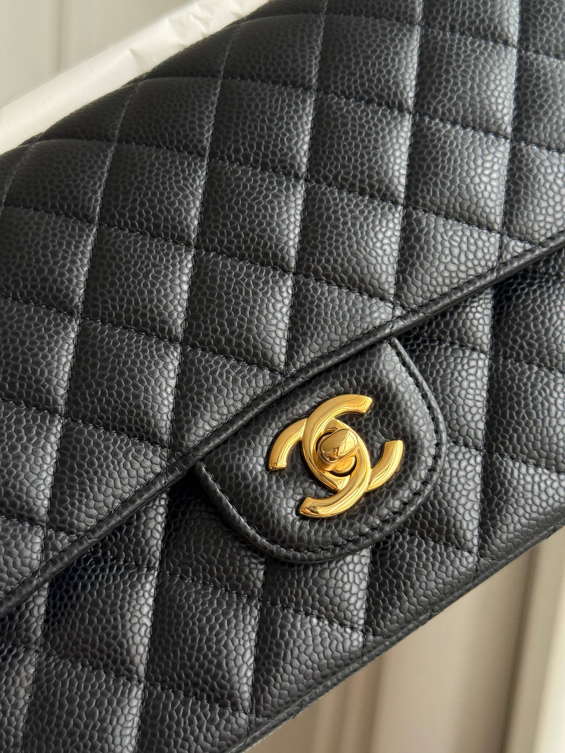Chanel Medium Classic Flap Black Caviar Leather Gold Hardware Bag