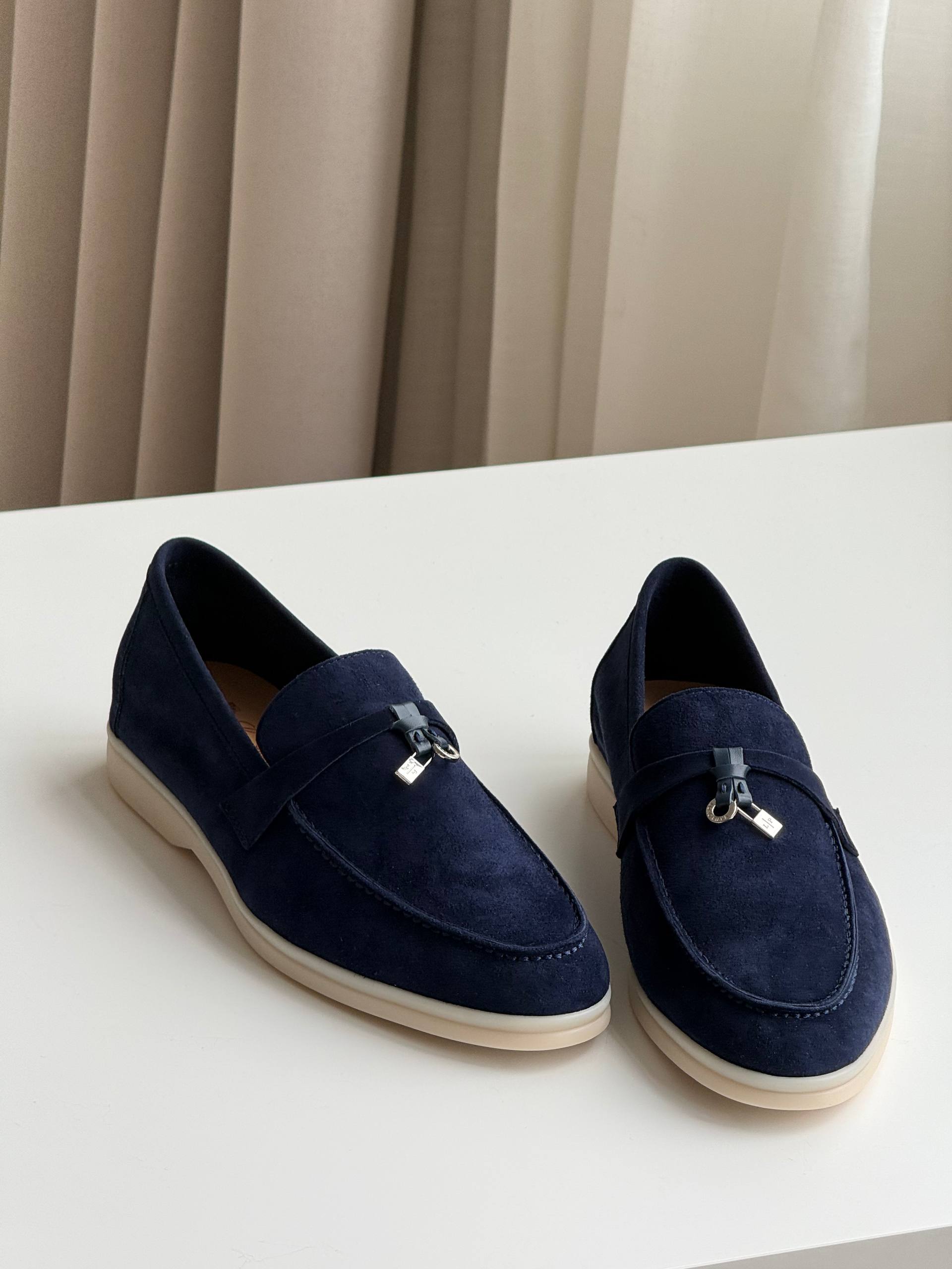 Loro Piana Navy Suede Loafers