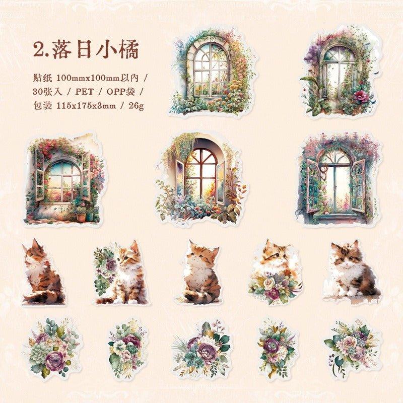 1103 PET Sticker Packs Passing By Window Sill Series