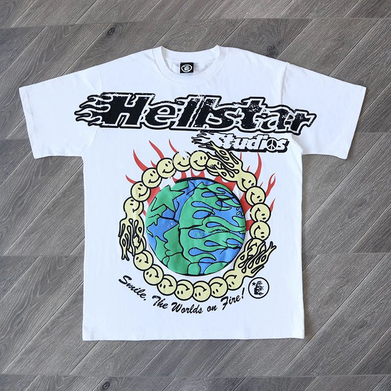 Hellstar Earth with Circle Smile Emoji Tee 2 Colors