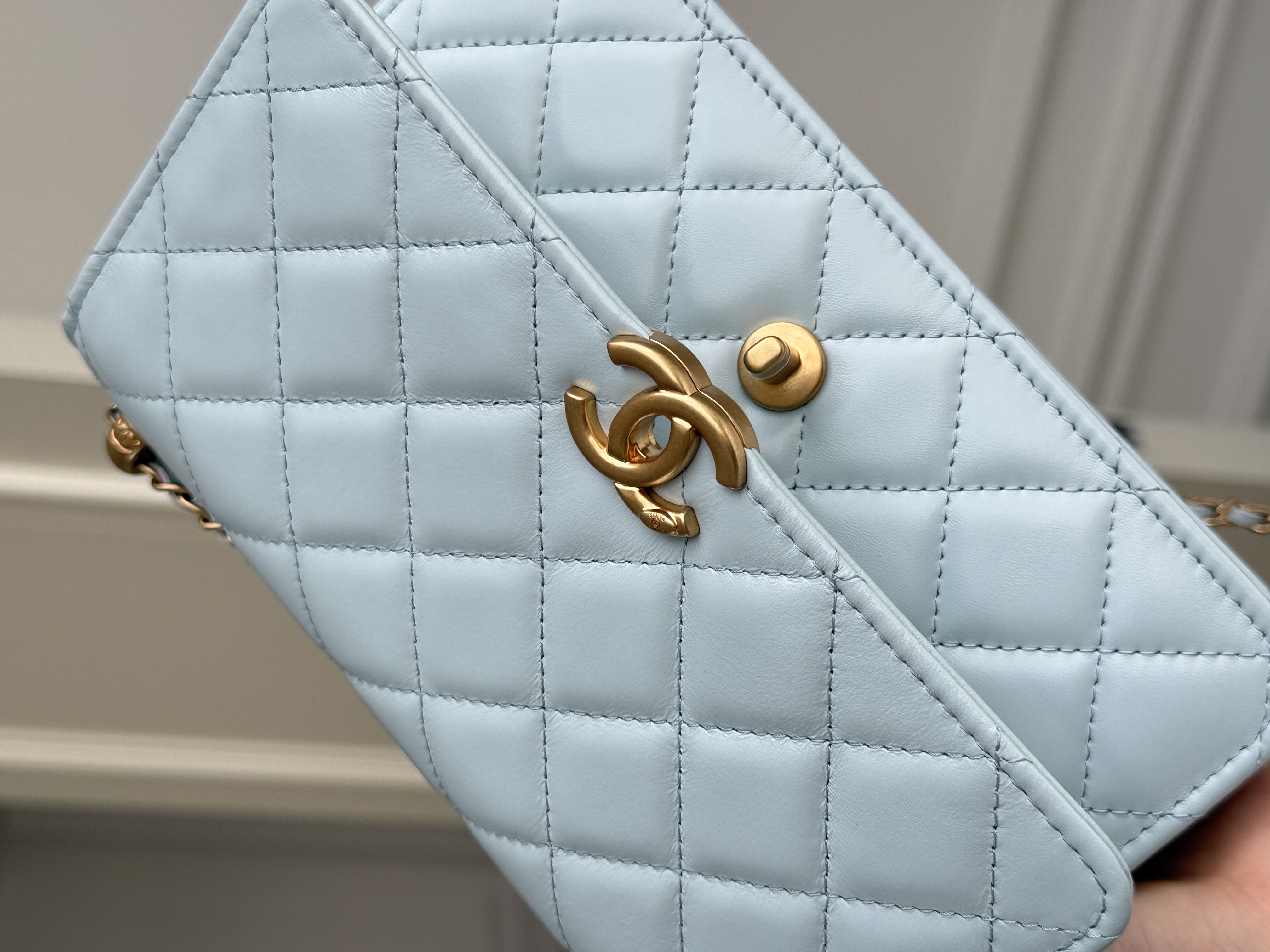 Chanel Wallet on Chain (WOC) with Double Gold Ball Adjustable Chain