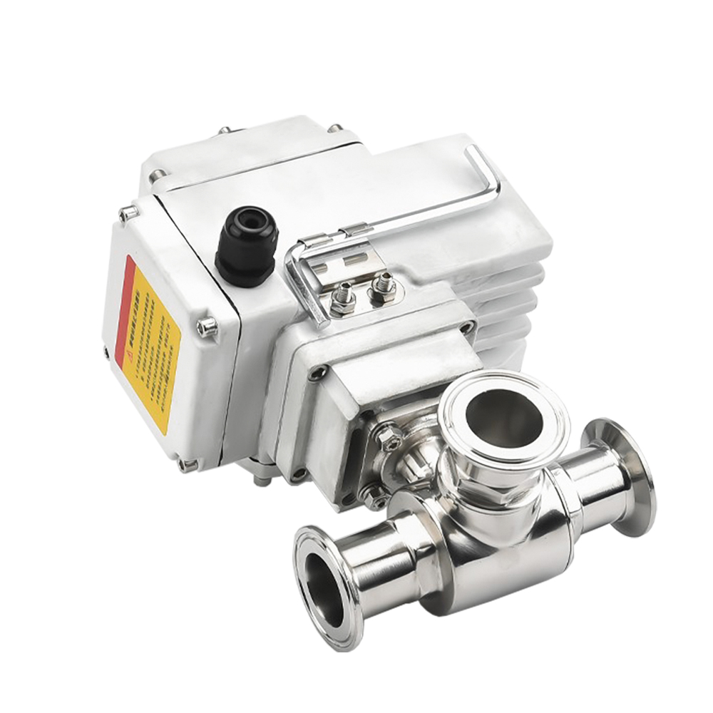 Φ19-Φ89 Sanitary Electric Quick-Connect Three-Way Ball Valve, AC220V/DC24V, 304 Stainless Steel, Clamp-Type Diverter Valve (L-Type/T-Type)