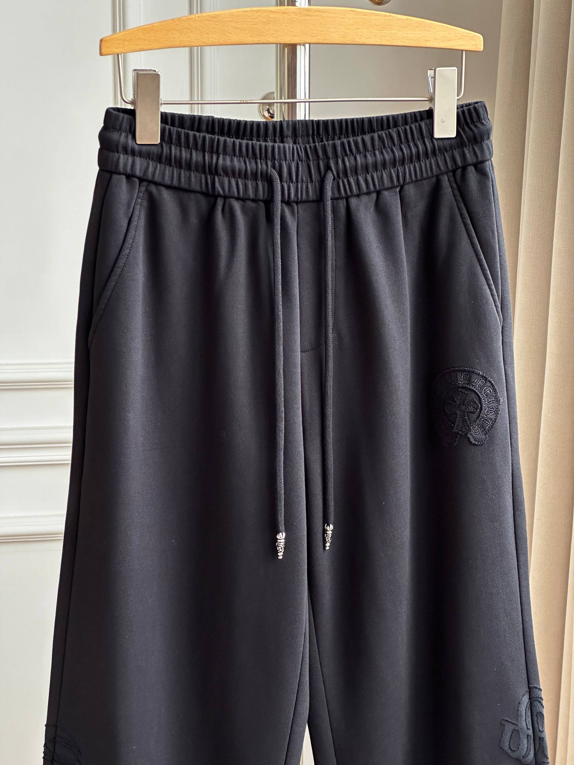 Chrome Hearts Gothic Letter Embroidery Wide-Leg Sweatpants