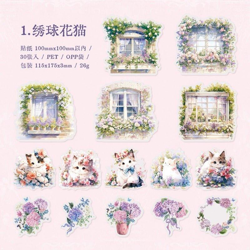 1103 PET Sticker Packs Passing By Window Sill Series