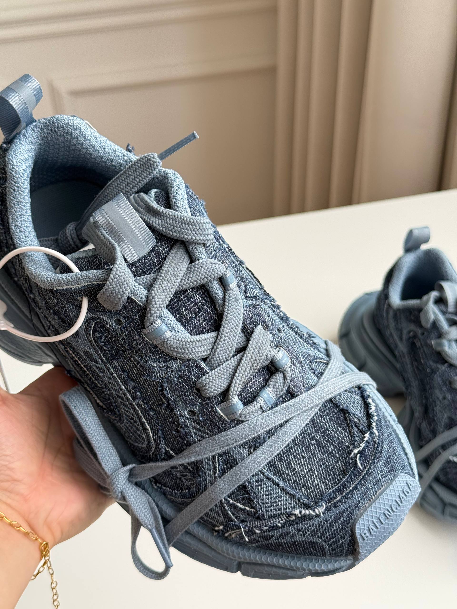 Balenciaga 3XL Distressed Denim Chunky Sneakers