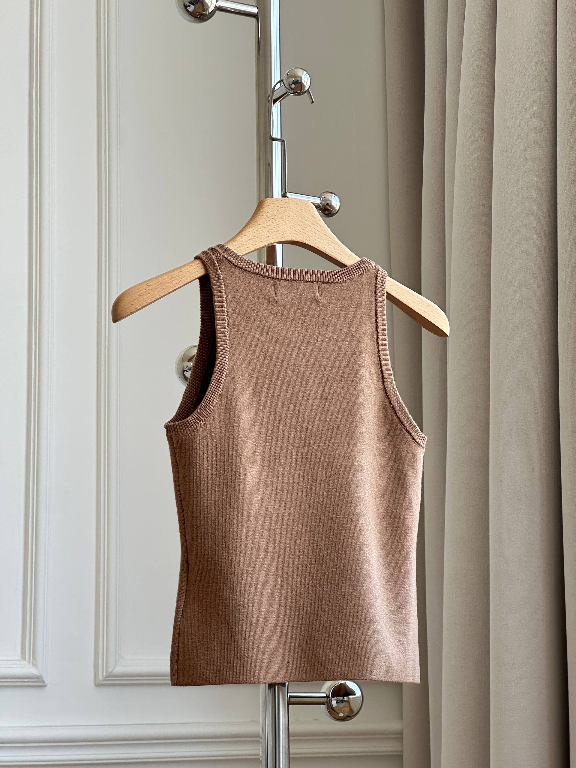Miu Miu Camel Knit Vest with Crystals