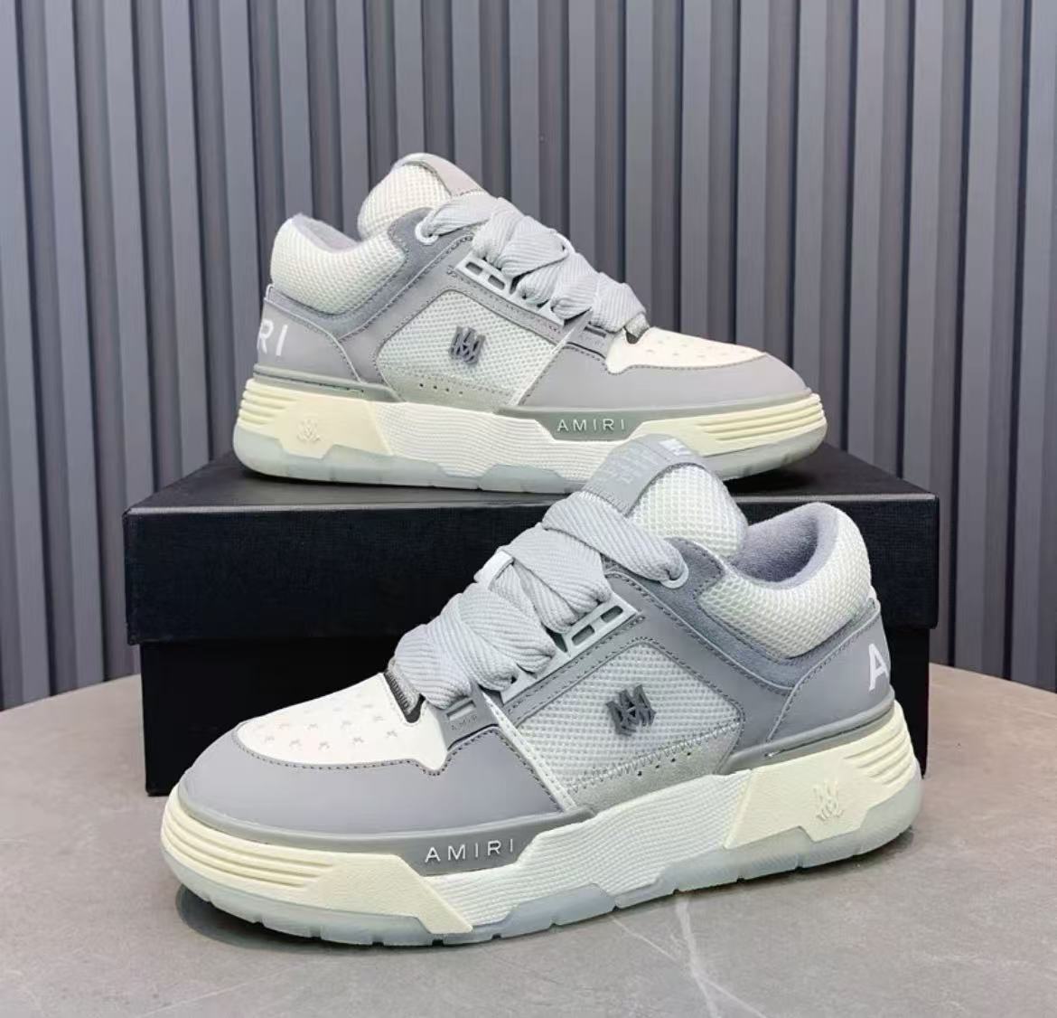 Amiri gray white sports shoes