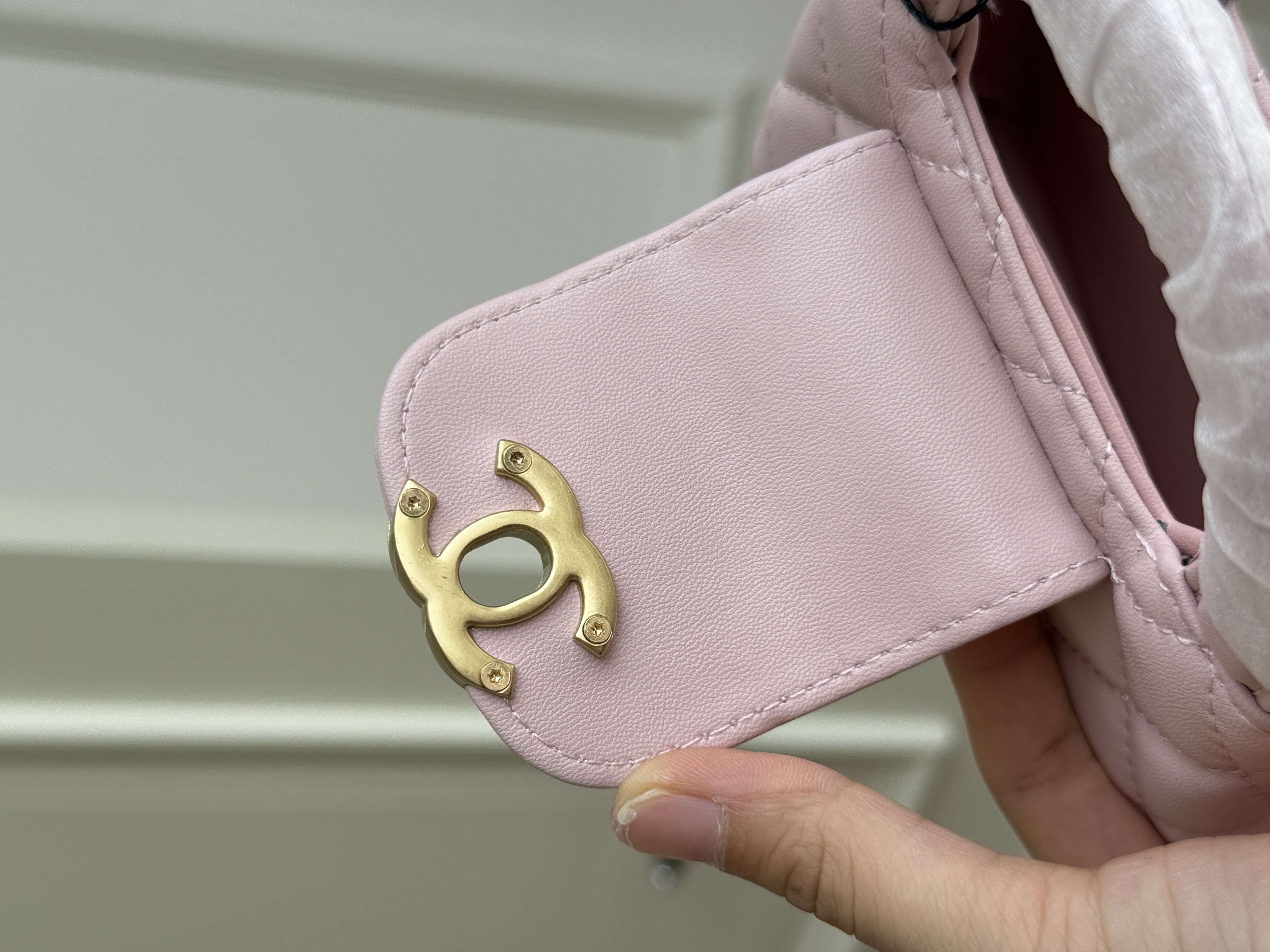 Chanel Cherry Blossom Pink Smooth Lambskin Mini Top Handle Quilted Crossbody Bag With Gold CC Turnlock