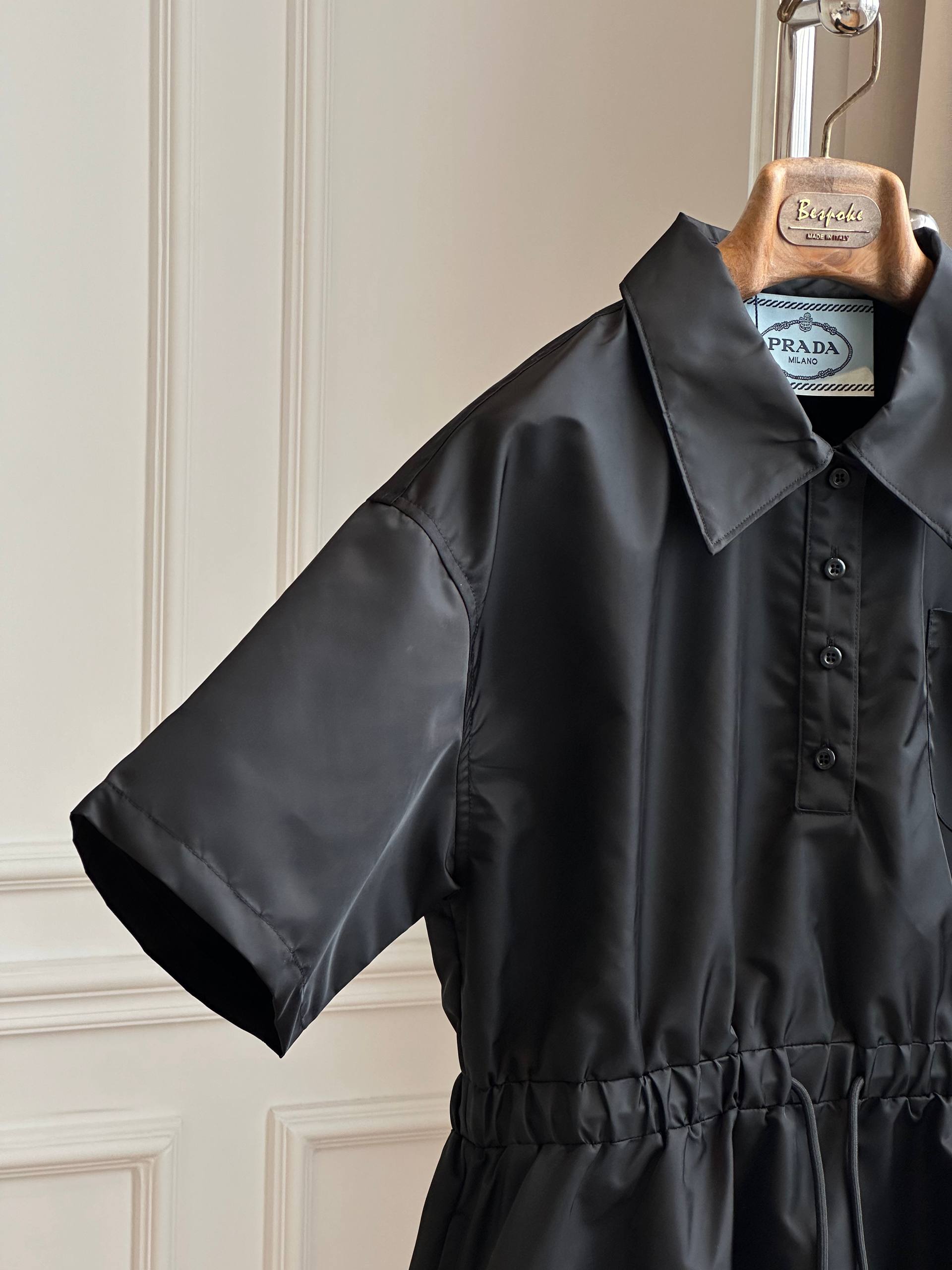 Prada Re-Nylon Drawstring Waist Shirt Dress