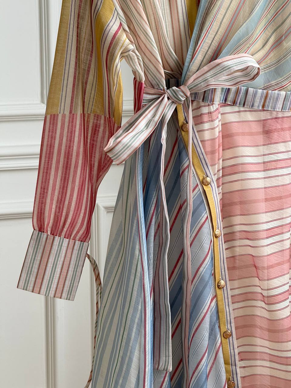 ZIMMERMANN Rebellion Striped Wrap Midi Shirt Dress