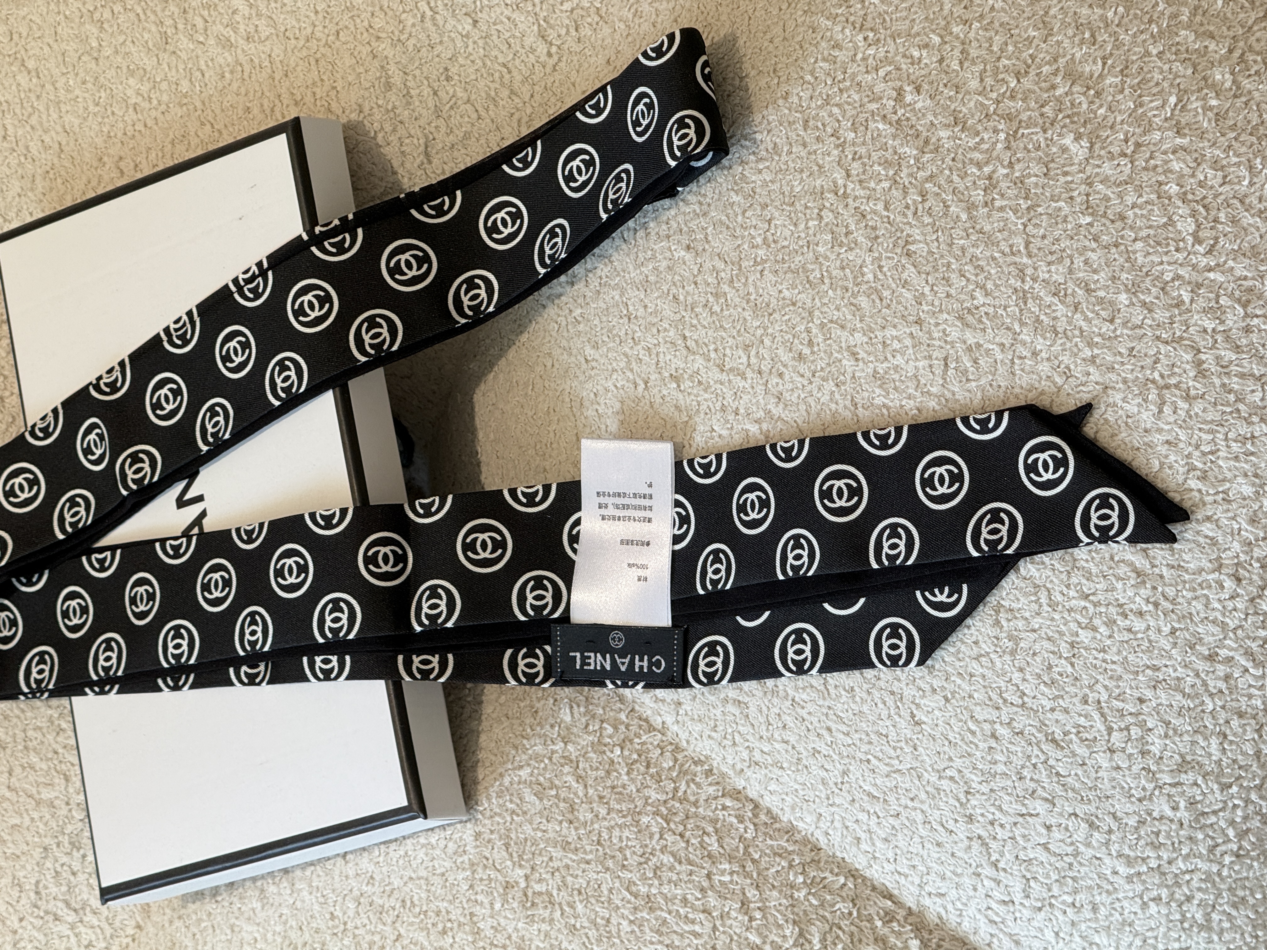 Chanel All-over Interlocking C Twilly Scarf