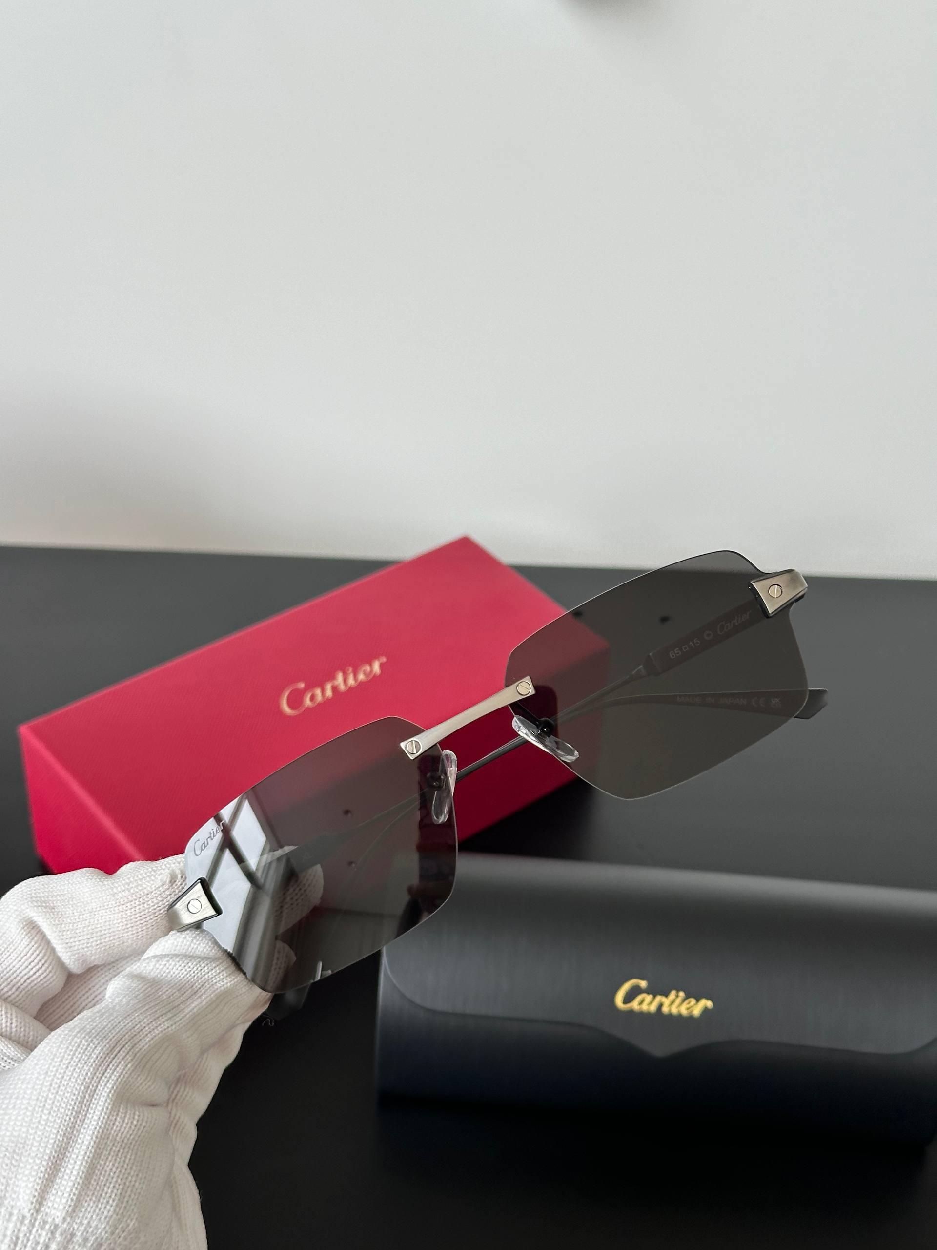 Cartier Rectangular Rimless Sunglasses