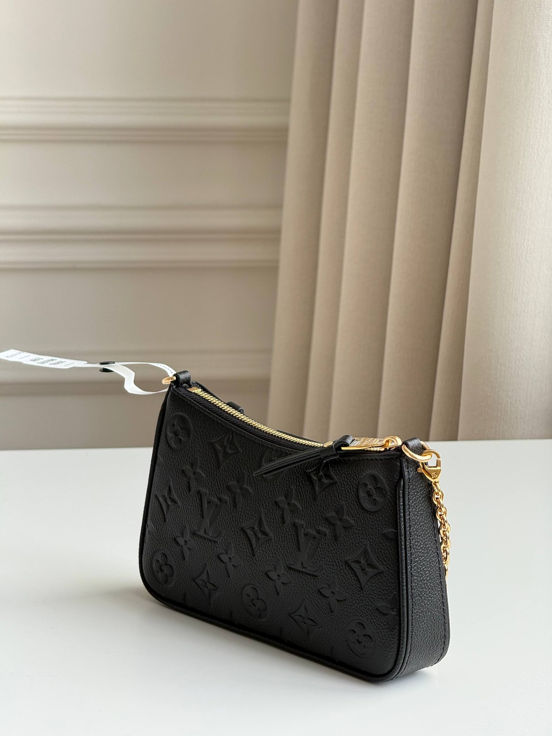 LV Easy Pouch Black Embossed Underarm Bag