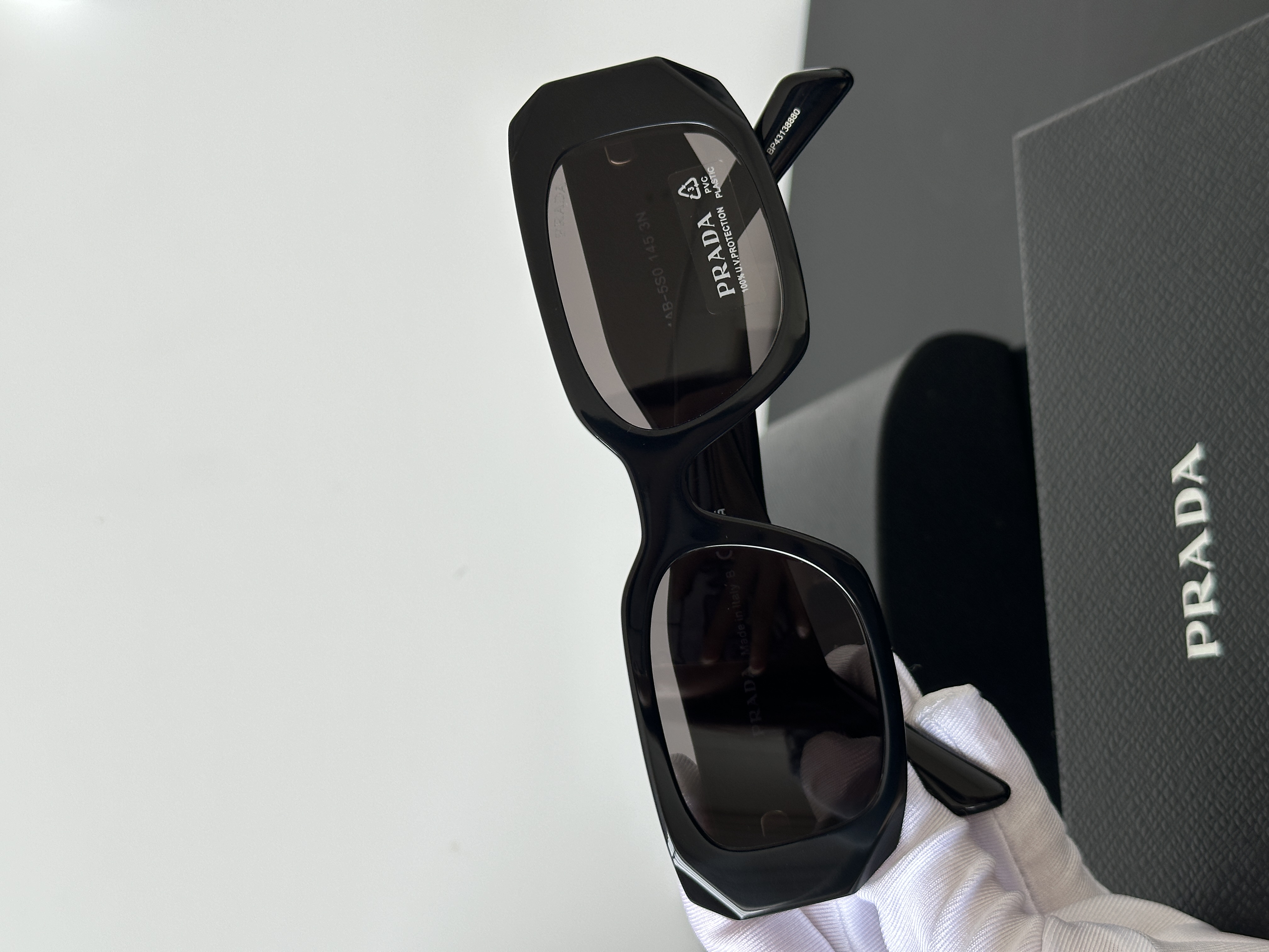 Prada Black Thick-Rimmed Rectangular Sunglasses