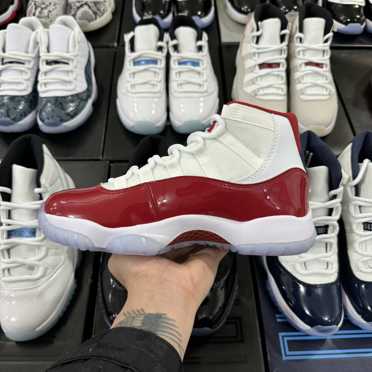 Air Jordan 11 Retro High Red white with Red Logo