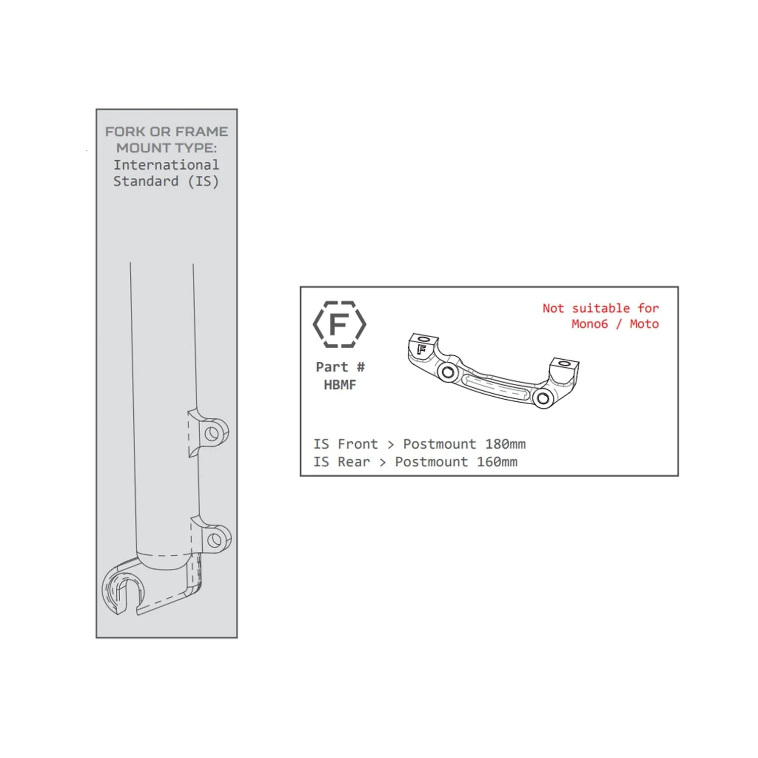 Adaptateur Étrier Avant / Arrière PM / IS HOPE (Avant 180mm / Arrière 160mm) #HBMF Noir