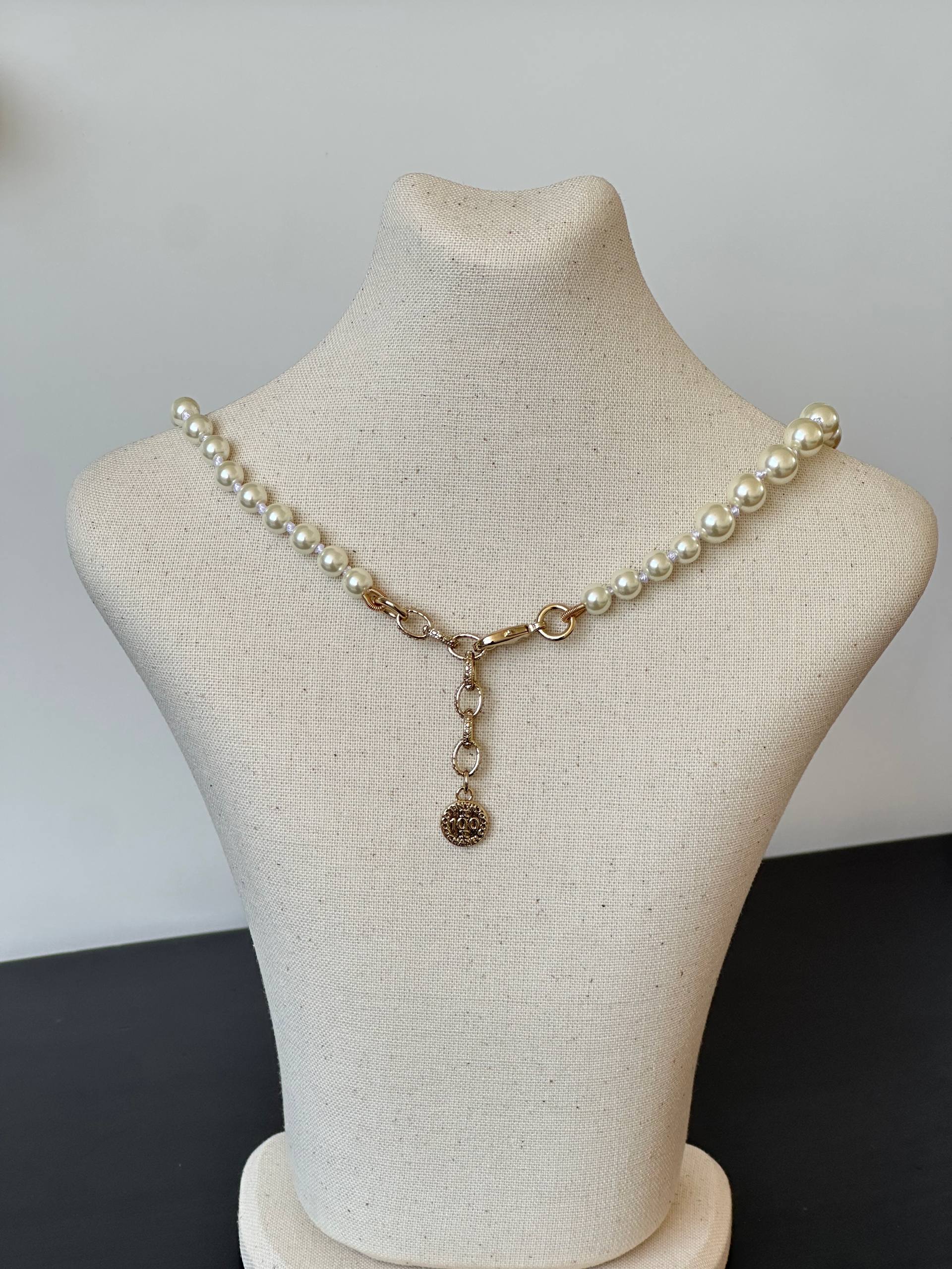 Chanel Graduated Pearl CC Crystal Necklace