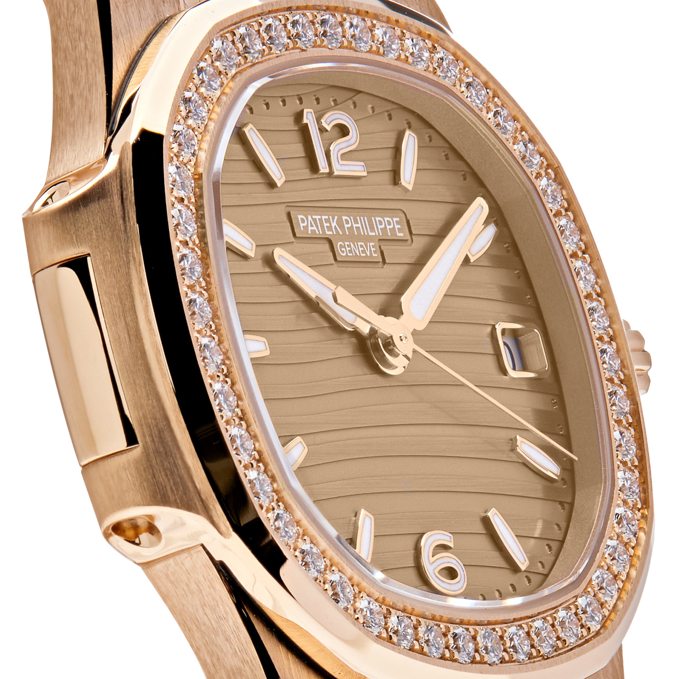 Patek Philippe Ladies Nautilus Quartz Rose Gold Diamond Bezel 7010/1R-012【1:1 Replica】