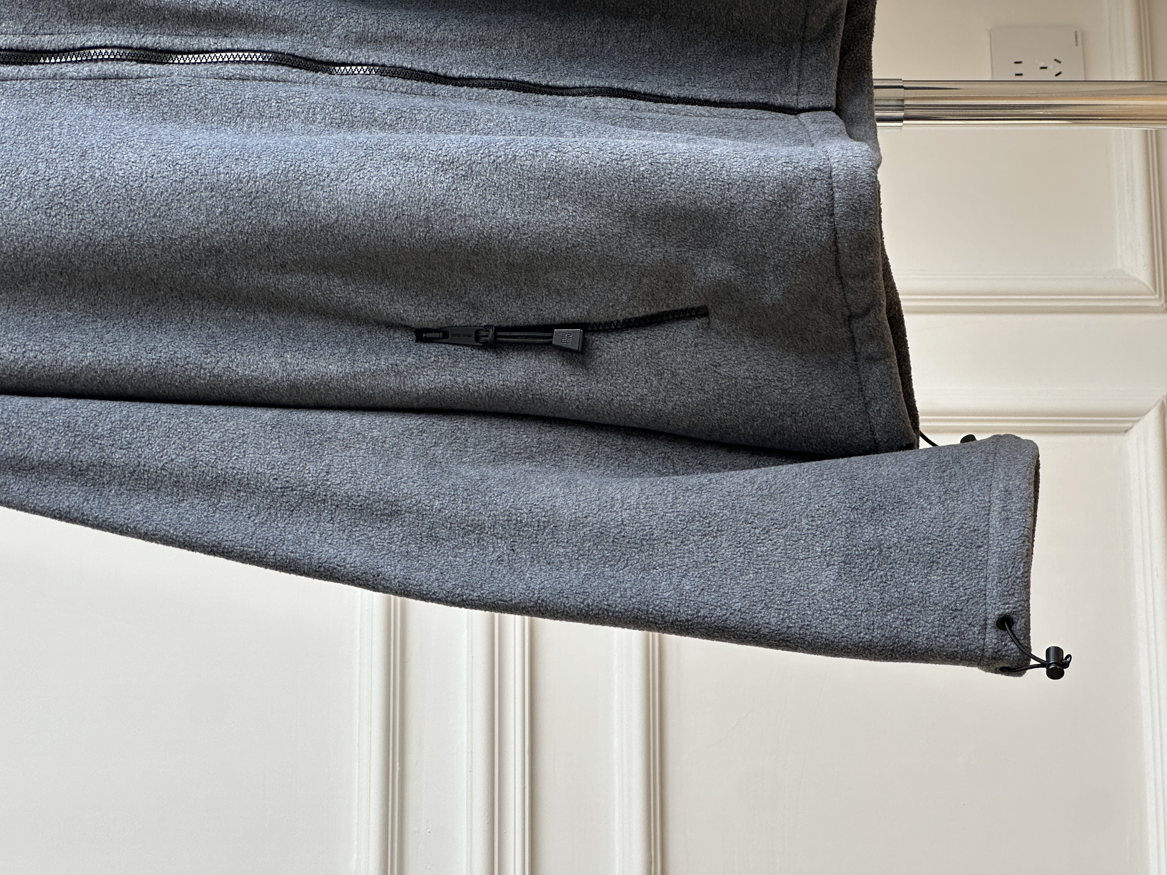 Miu Miu Stand Collar Fleece Zip-up Casual Jacket