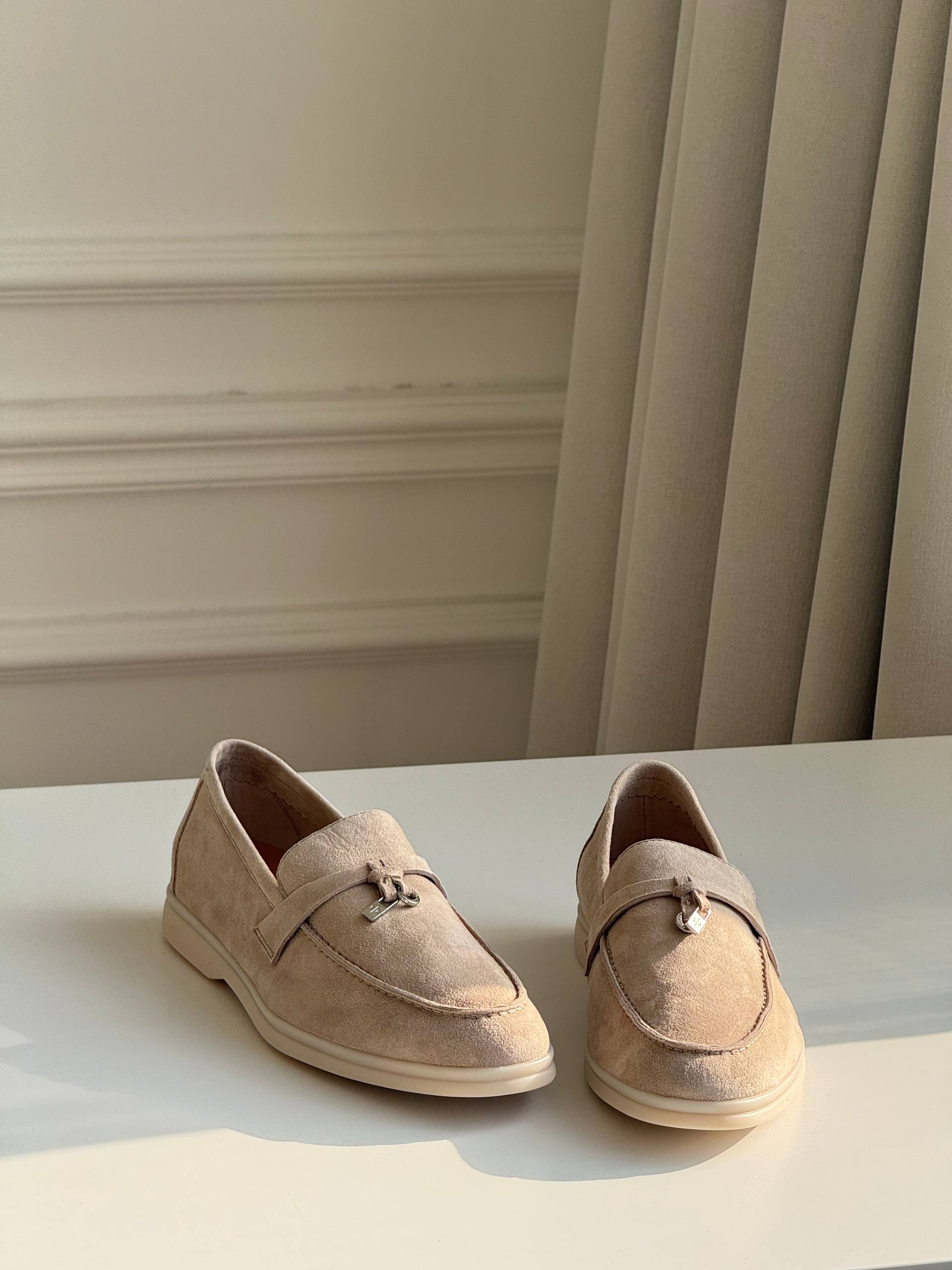 Loro Piana Summer Charms Walk Suede Loafers