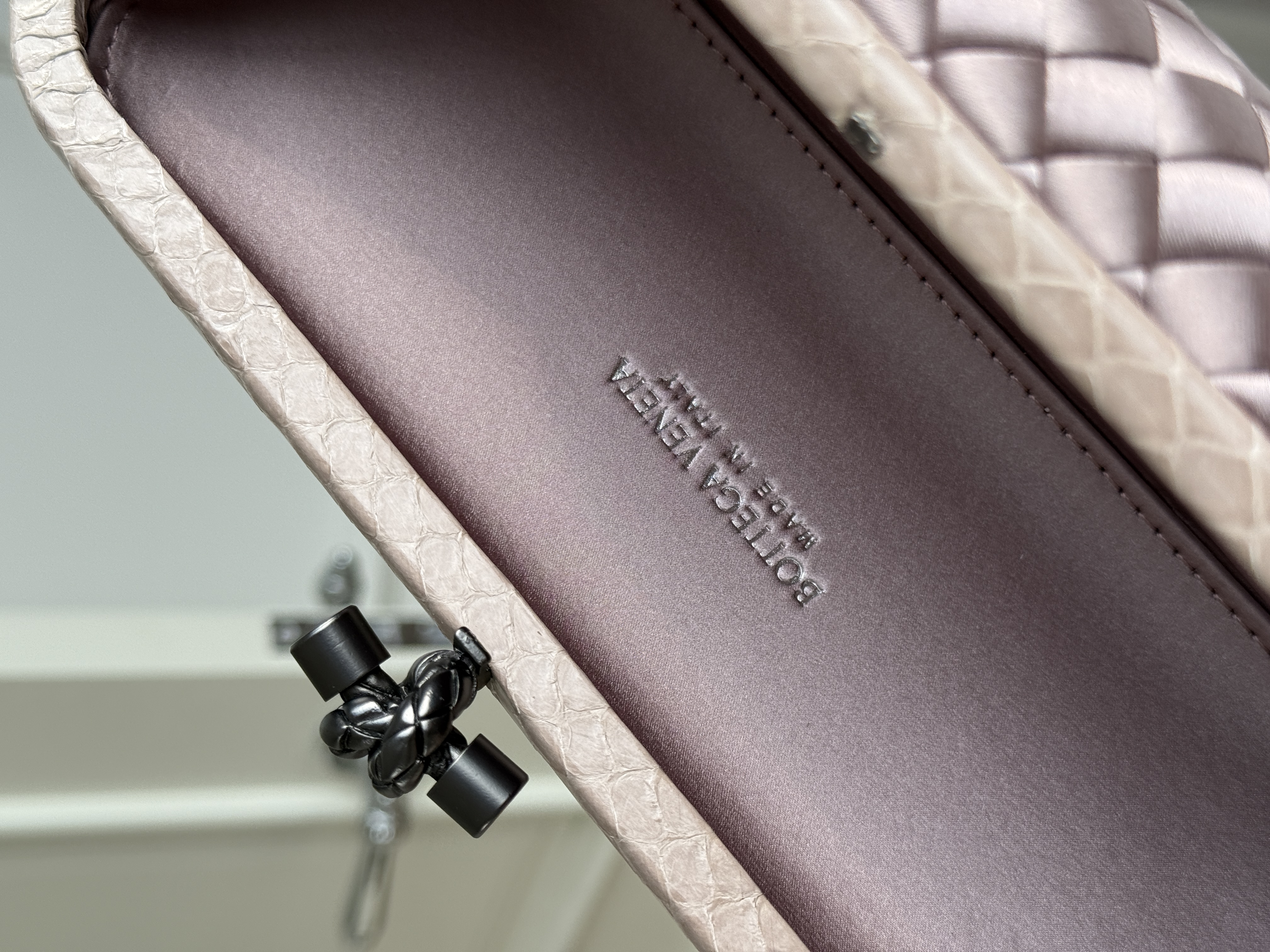 Bottega Veneta Knot Long Intrecciato Satin Clutch