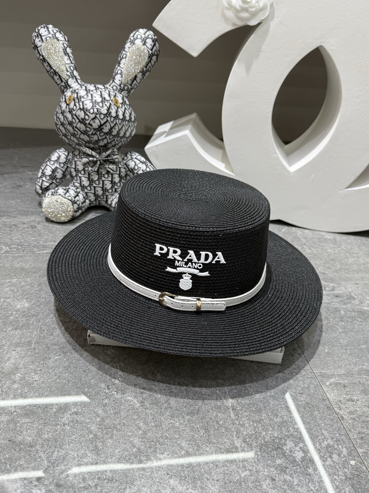 Prada Flat-Brimmed Straw Hat