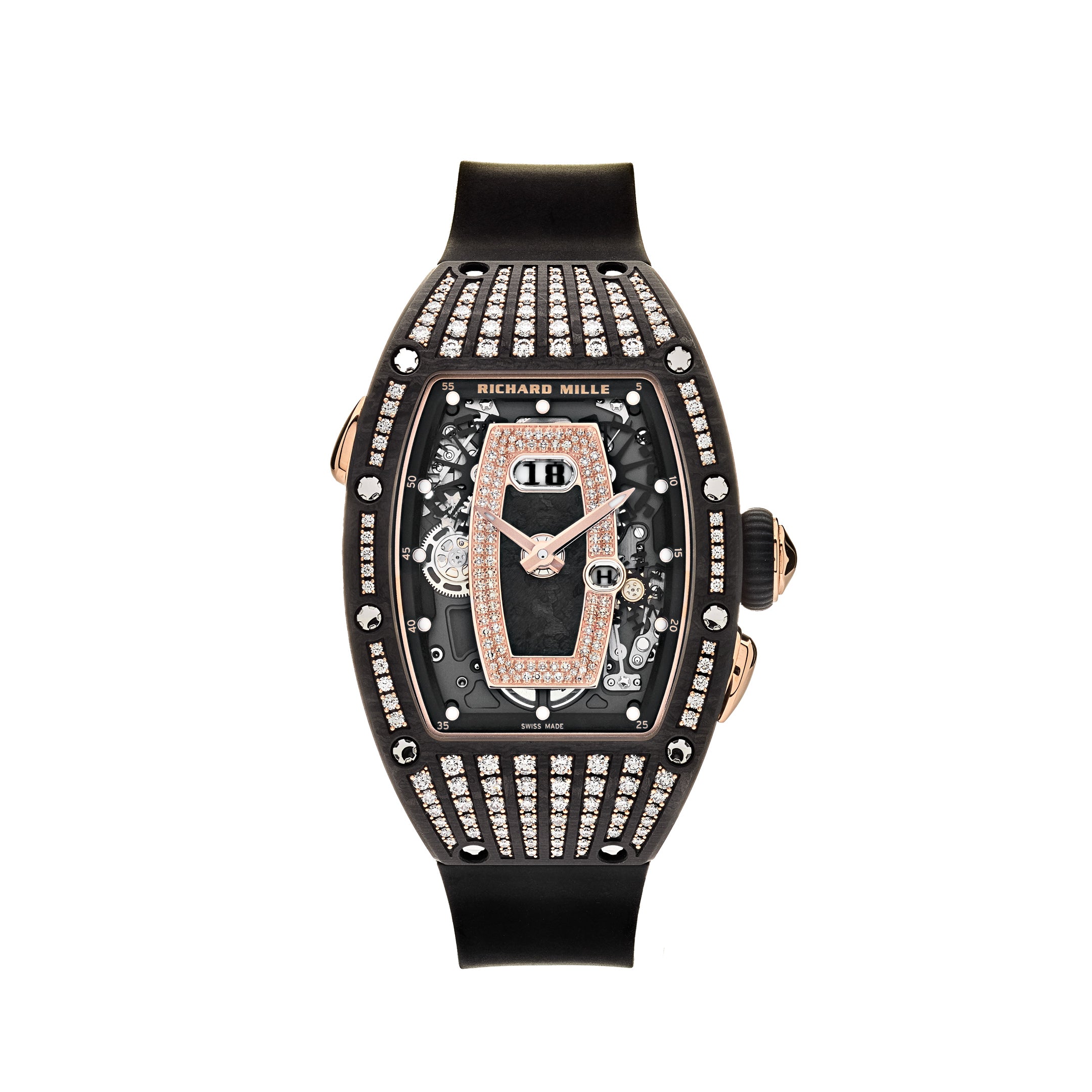 Richard Mille Ladies' Rose Gold Carbon TPT Diamond Set RM 037【1:1 Replica】