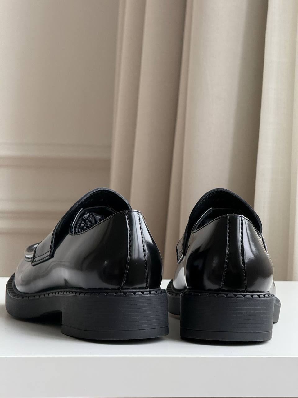 Prada Monolith Brushed Leather Loafers