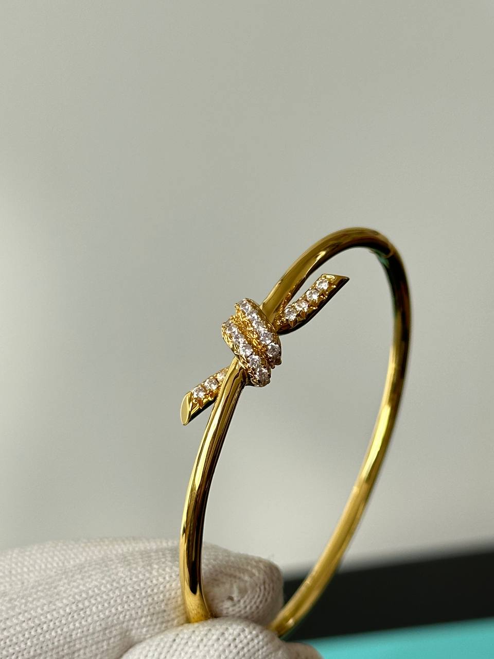 Tiffany & Co. Tiffany Knot 18K Yellow Gold Double Row Diamond Bangle