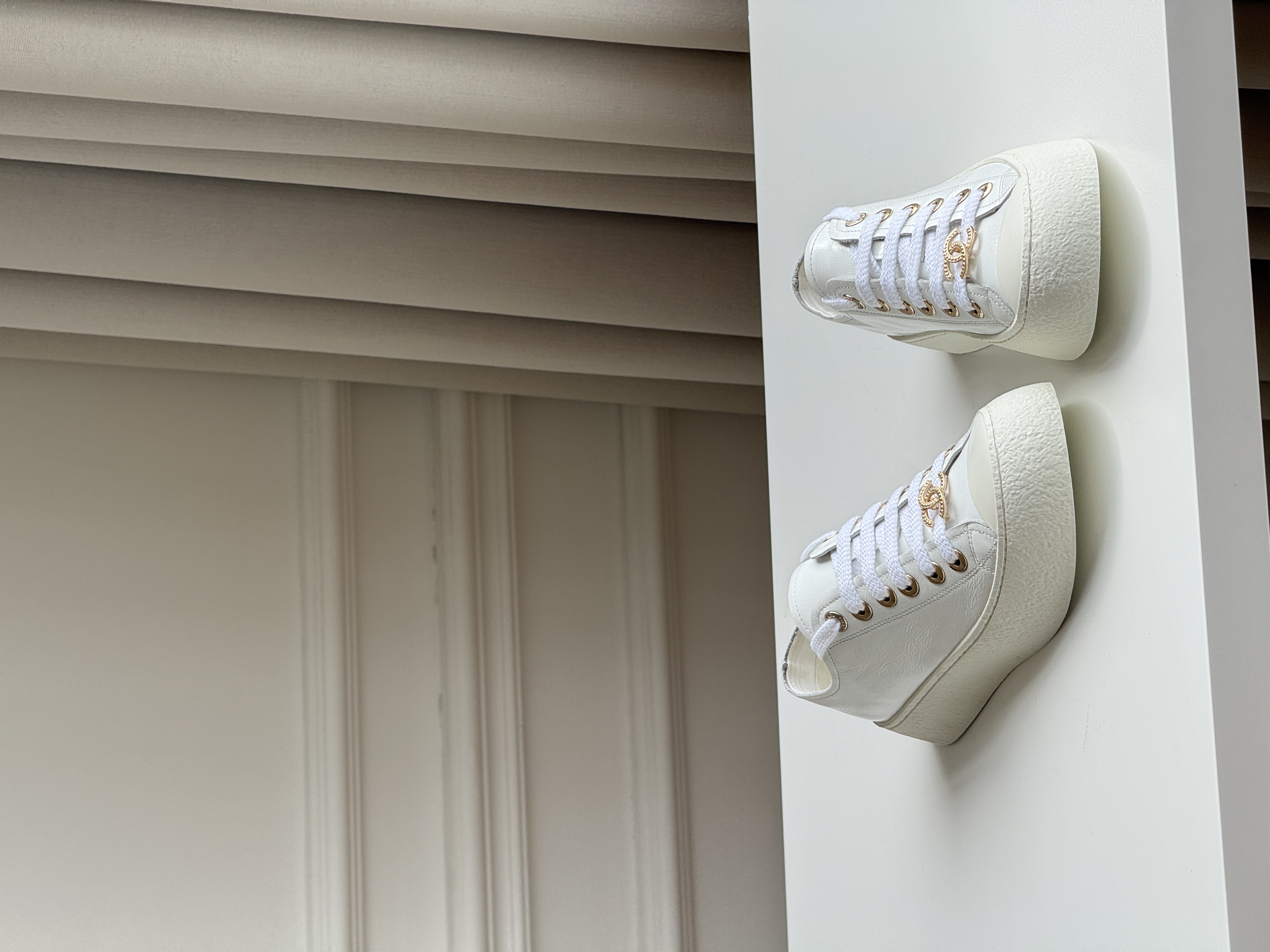Chanel Thick-Soled Cookie White Sneakers