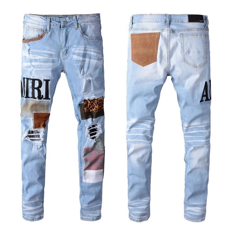 No. 614 Big Patch Ripped Jeans Blue