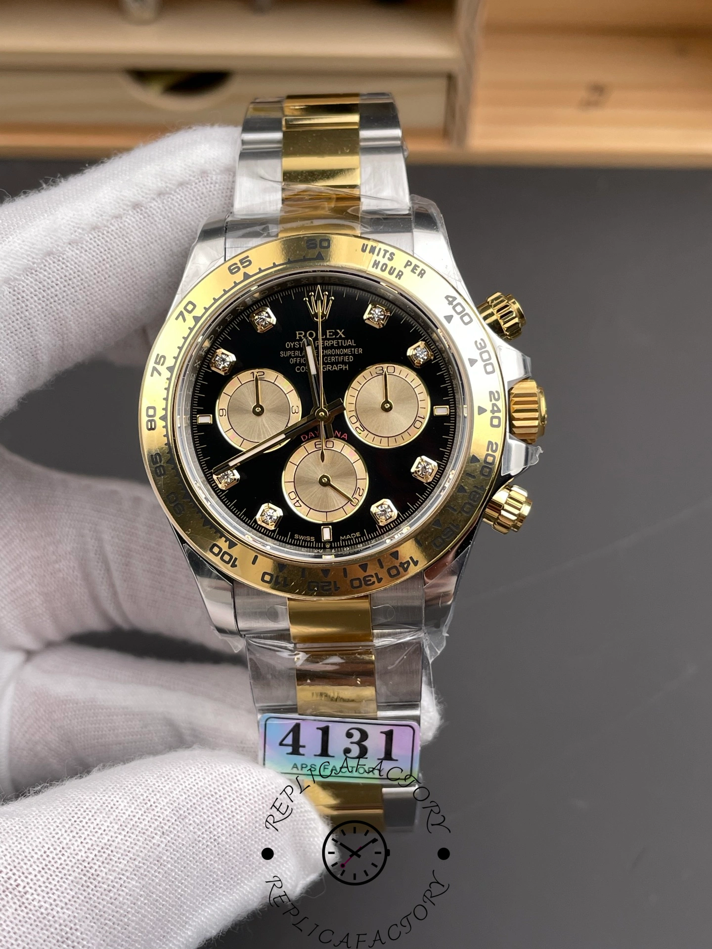 Rolex Two Tone Daytona 126503 0002 Black Diamond Replica Watch
