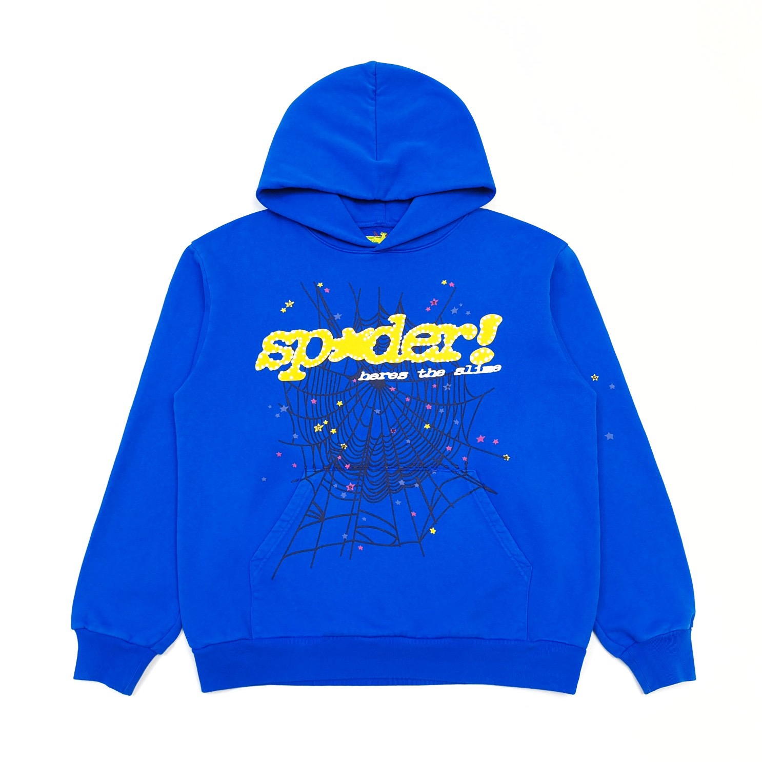 1:1 Best Quality Yellow Logo Hoodie Blue