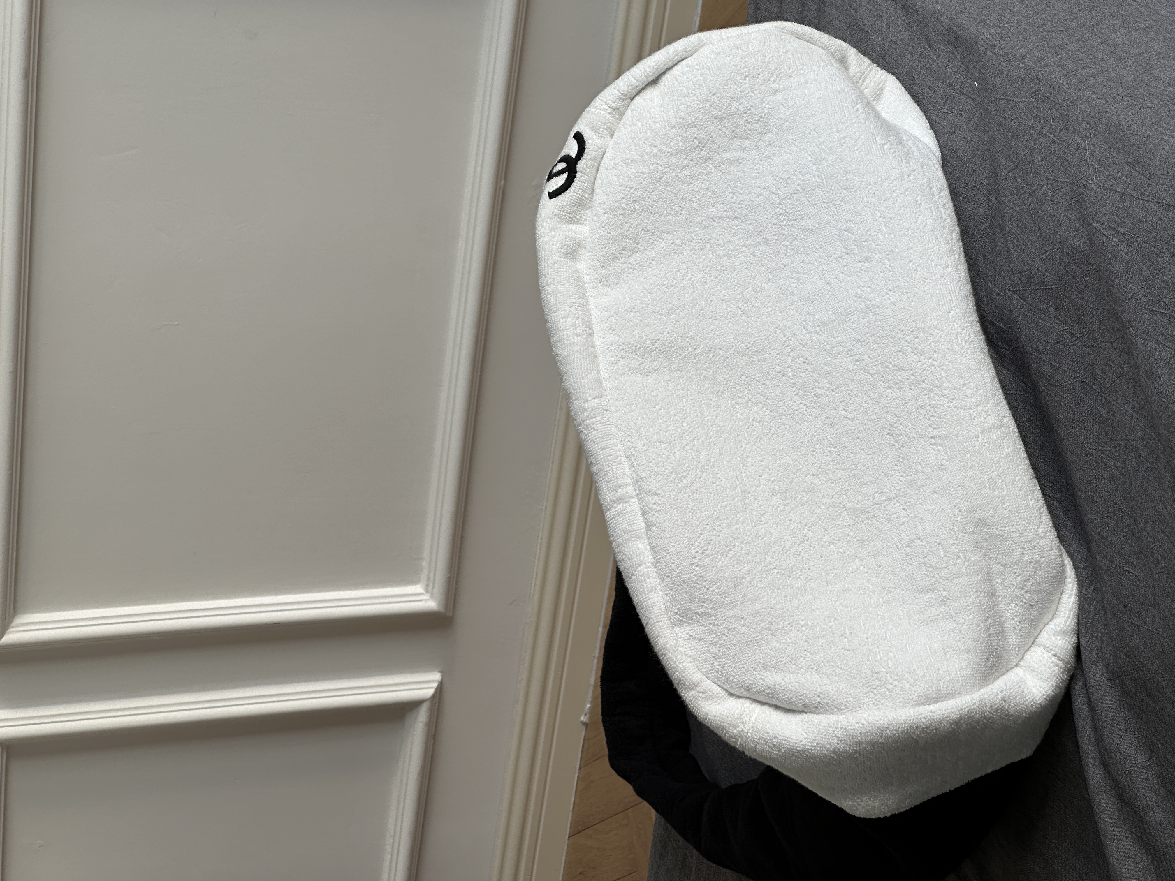 Chanel Black and White Terry Cloth Beach Bag
