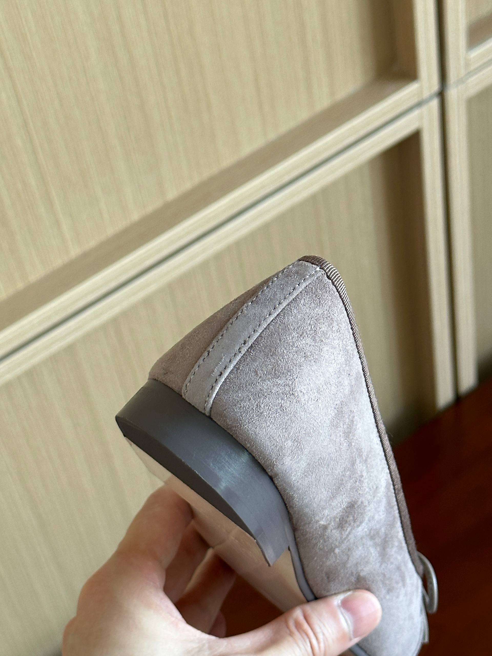 Chanel Dusty Pink Suede Bow Flat Ballet Shoes