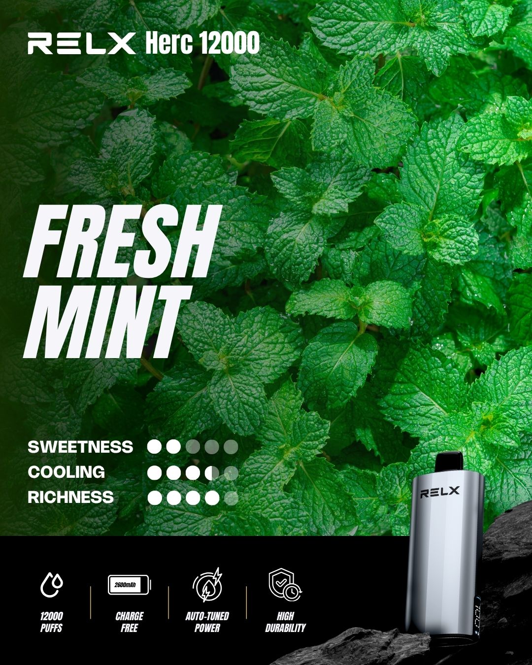 Relx Herc 12000 Puffs-FRESH MINT