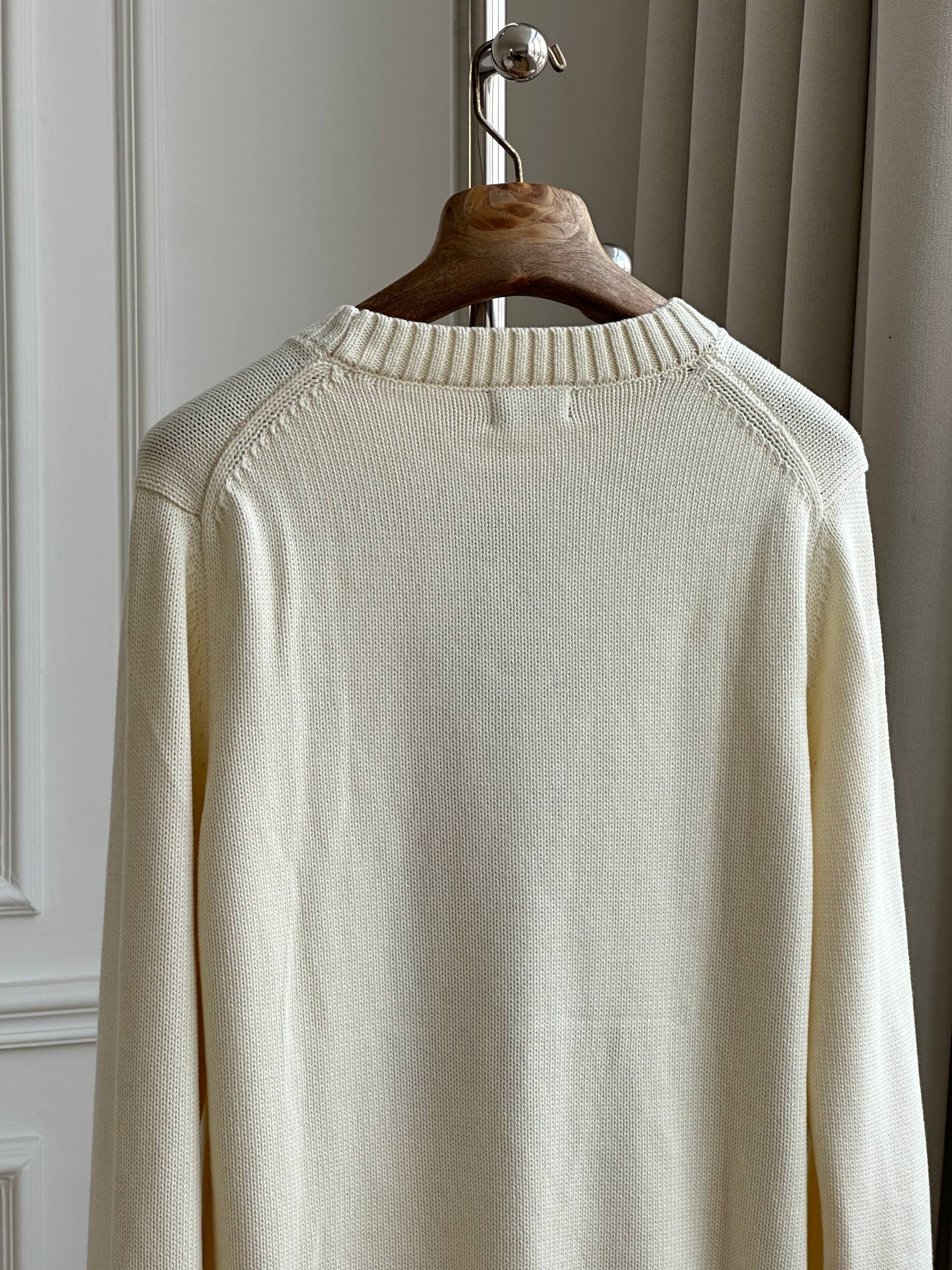 Ralph Lauren Cream White Polo Bear Sweater