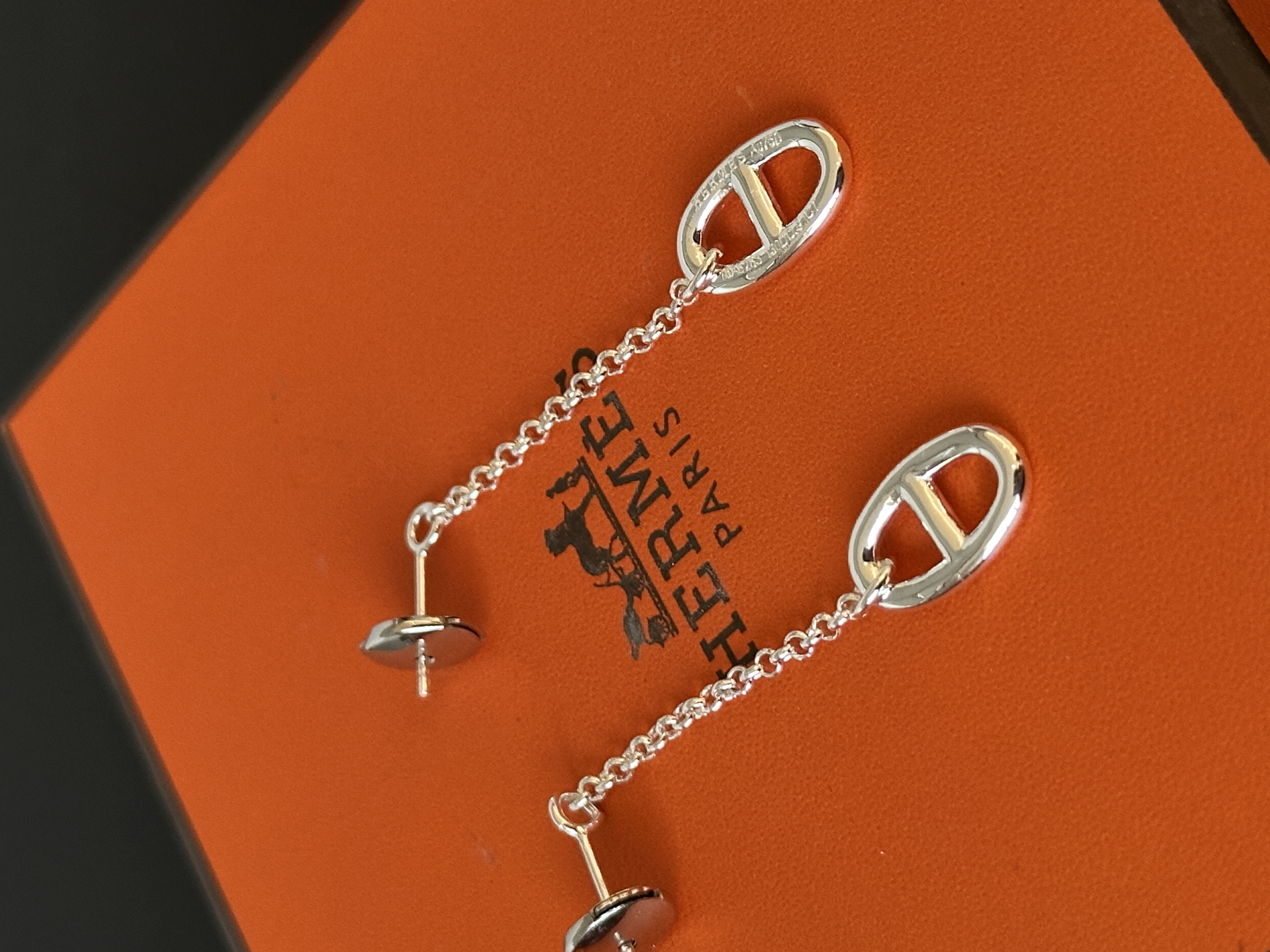 HERMES Chaine d'Ancre Chain Drop Earrings