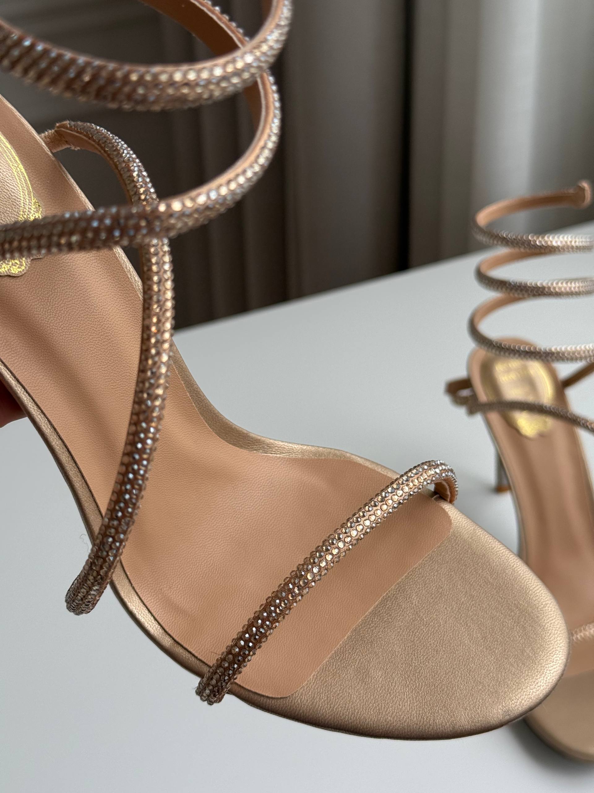 Spiral Wrap Rhinestone Strap Open Toe Stiletto High Heel Sandals