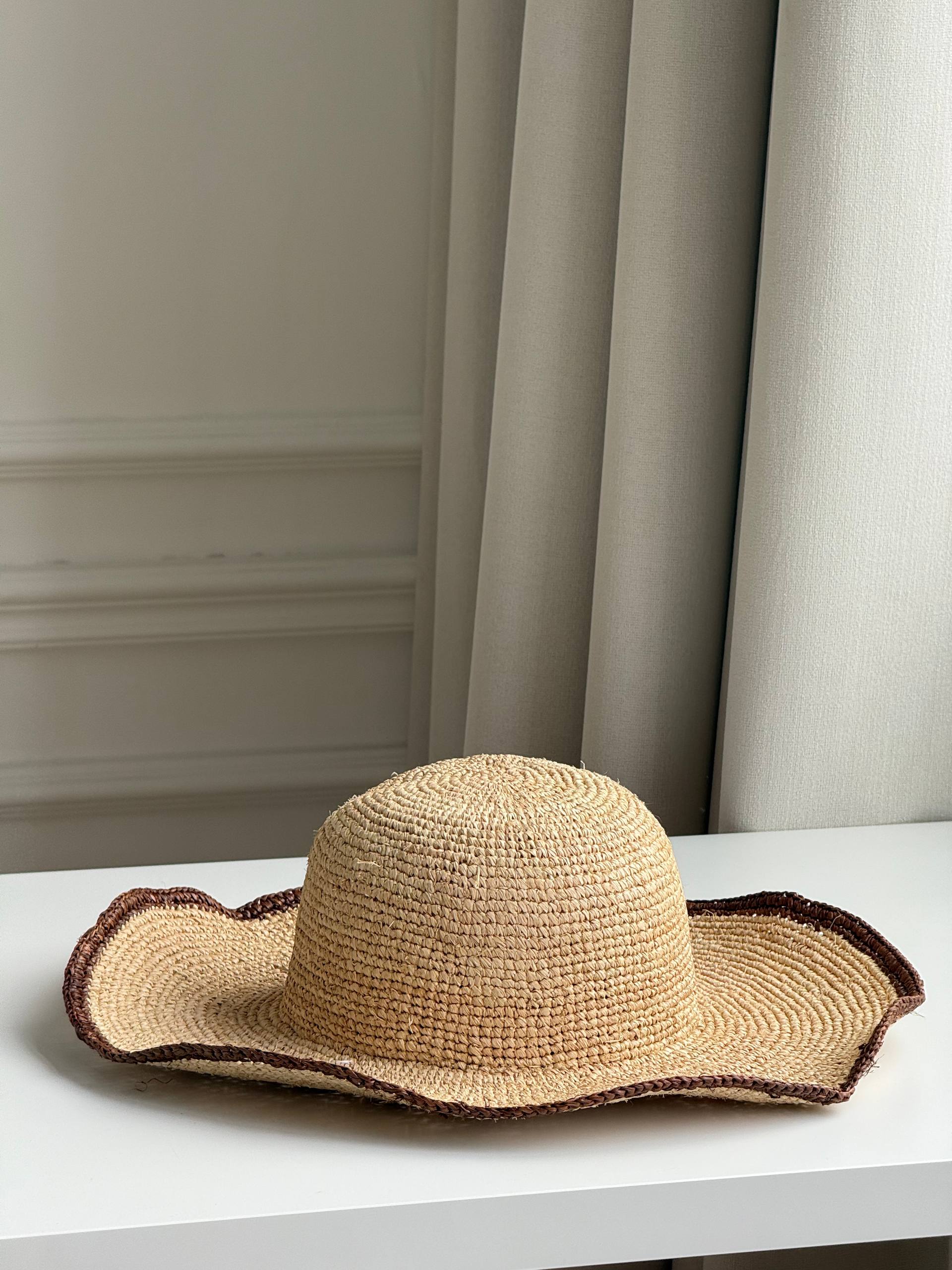 Fendi Embroidered Logo Raffia Wide-Brim Sun Hat