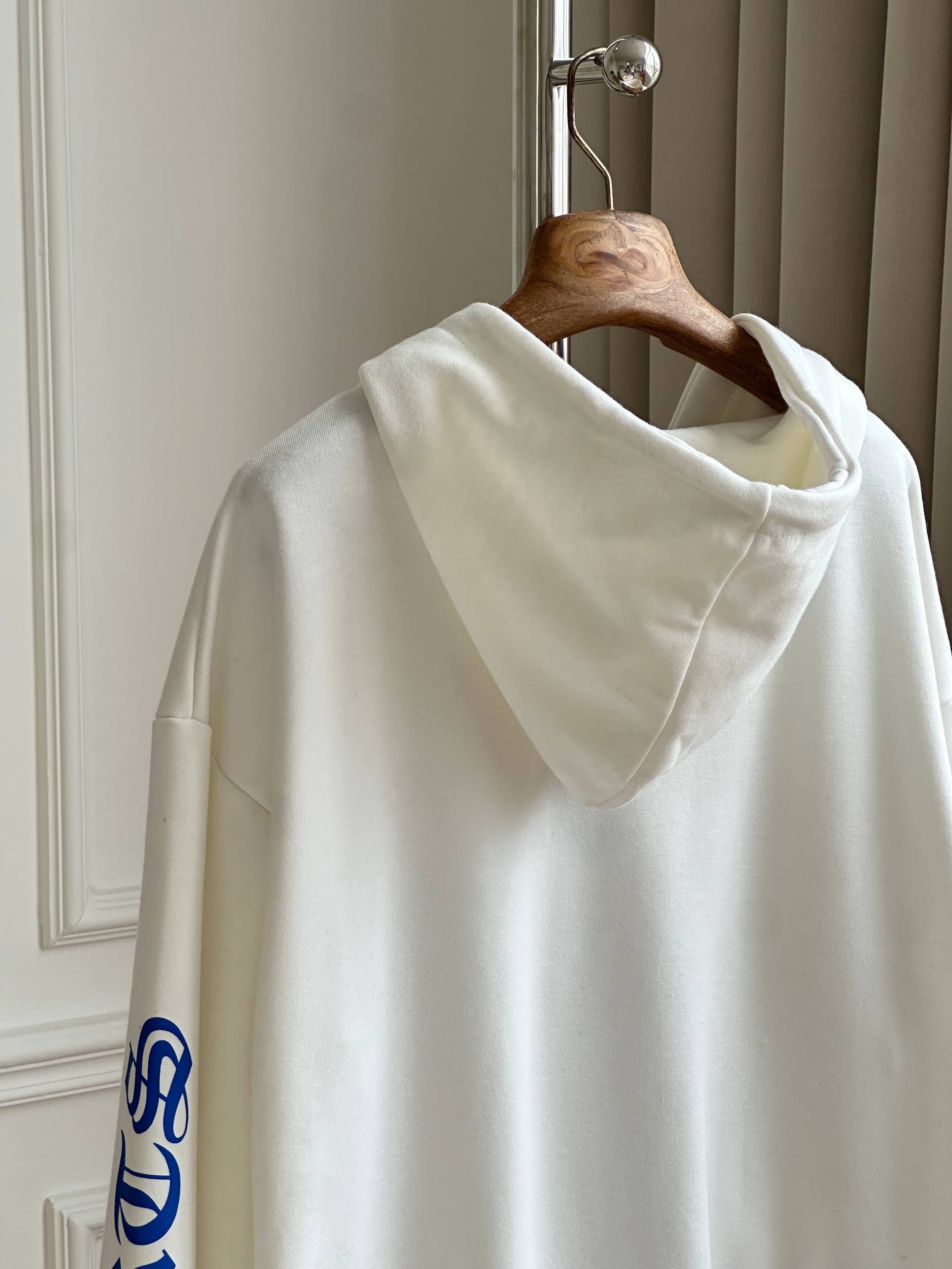 Chrome Hearts White Zip-up Hoodie with Blue Gothic Letter Print