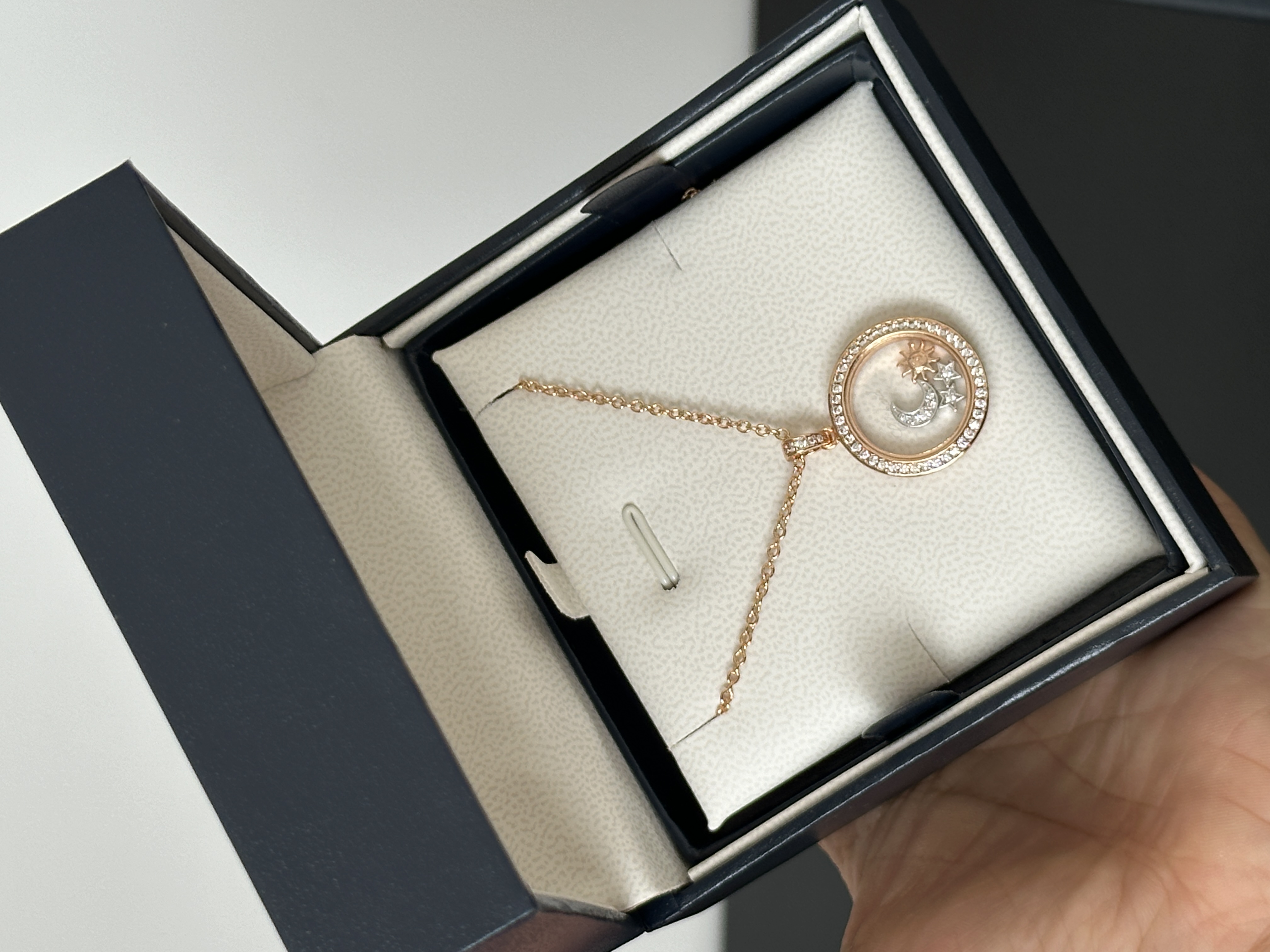 Sun & Moon Two-tone Round Pendant Thin Clavicle Necklace