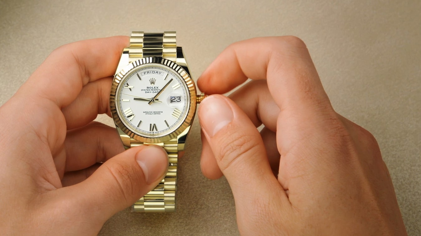 Rolex Day-Date 40 Presidential White dial, Fluted Bezel, President bracelet, Yellow gold Watch【1:1 Replica】