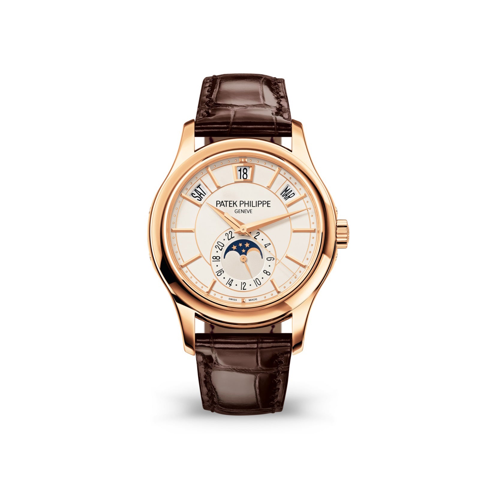 Patek Philippe Complications Annual Calendar Rose Gold White Dial 5205R-001【1:1 Replica】